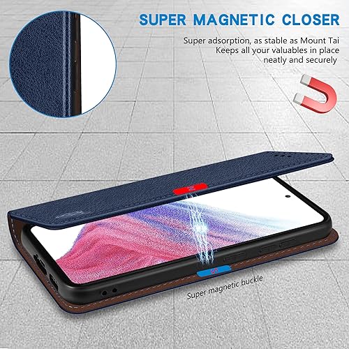 Miniatura 59 de ZZXX Funda tipo cartera para Samsung Galaxy A53 5G con bloqueo RFID, soporte de ranura para tarjetas, funda protectora de cuero magnético fuerte