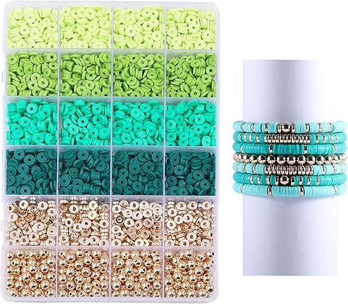 Ahouws 3020 cuentas de arcilla para hacer pulseras, cuentas de arcilla de 4 colores para suministros de joyería, kit de pulsera de la amistad con