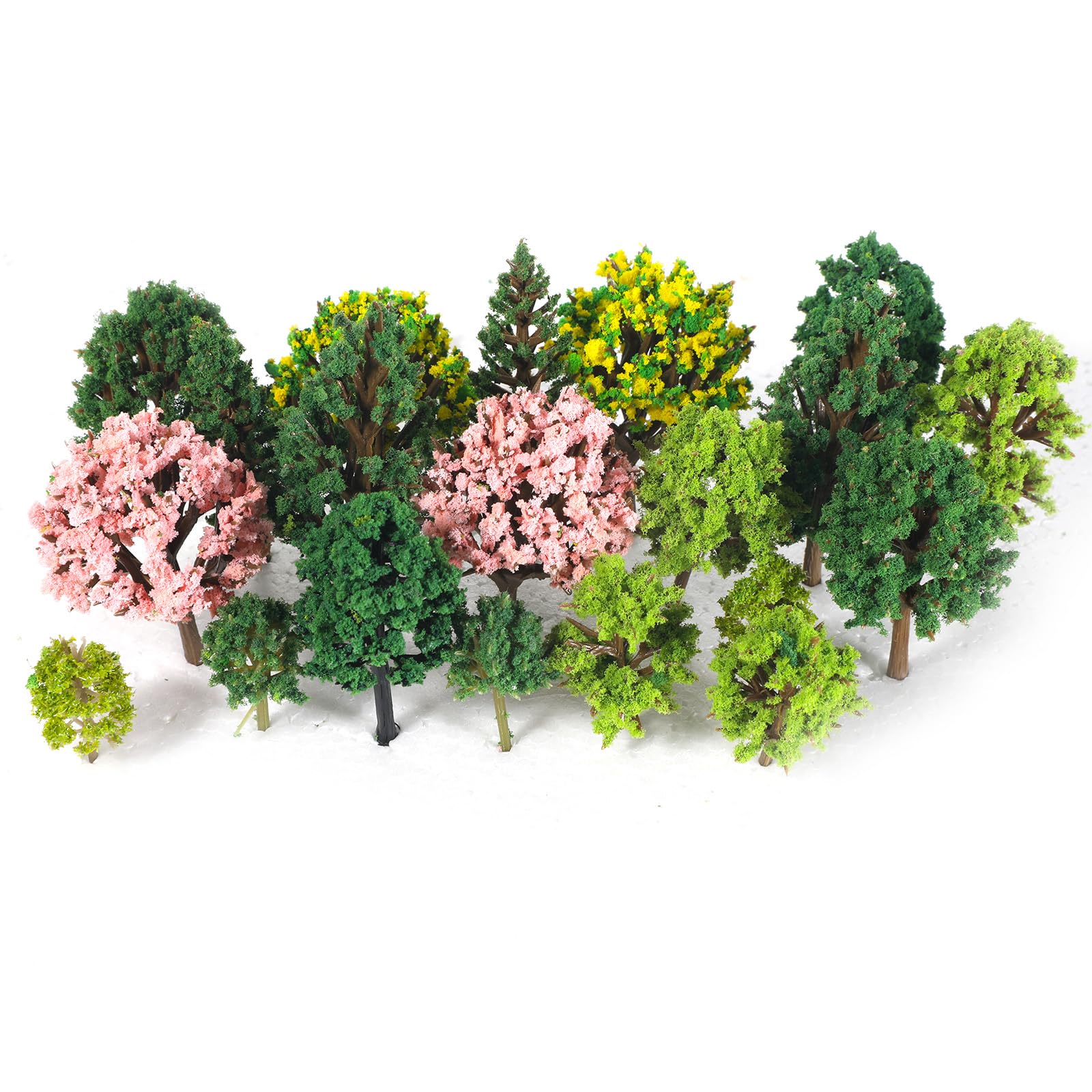 FdcZeyxior 30PCS Mixed Model Trees, Miniature Trees Railroad Architecture Fake Tree Train Scenery Diorama Tree for DIY Crafts Natural Green Diorama Scenery Landscape Building Model