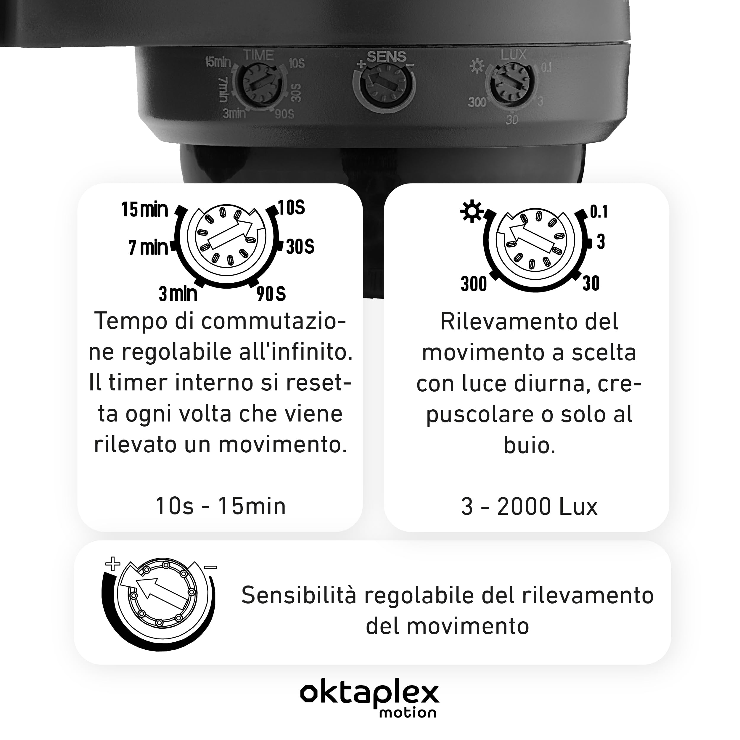 Oktaplex Mia set da 2 sensori di movimento antracite 10 m orientabile | Sensore di movimento IP65 da 360 gradi 10 m da esterno 230 V