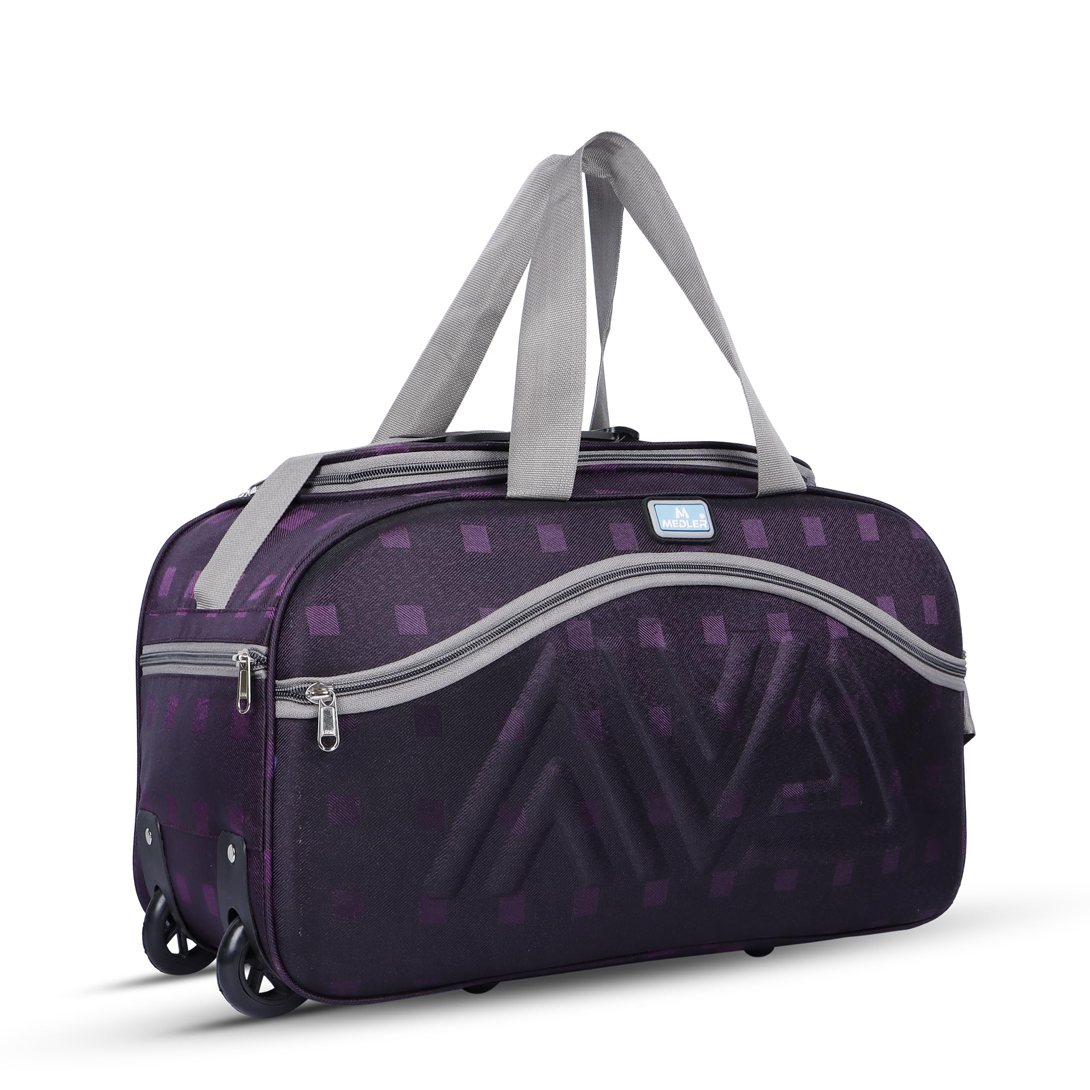 M MEDLER Polyester Rio Duffle Wheeler Bag | Waterproof Strolley Duffle Bag | 2 Wheel Duffel Bag | Luggage Bag With Adjustable Handle- (Purple, 22 Cm)