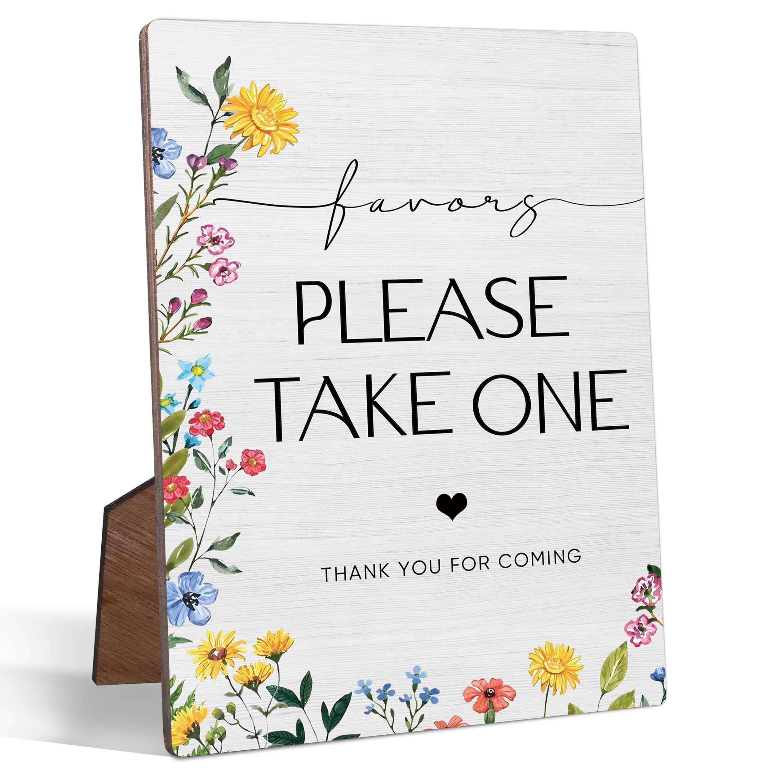 Thank You for Coming Please Take One Wedding Signs for Ceremony and Reception, 5x7 Inch Wedding Gift Table Sign with Stand and Hook, Wedding Shower