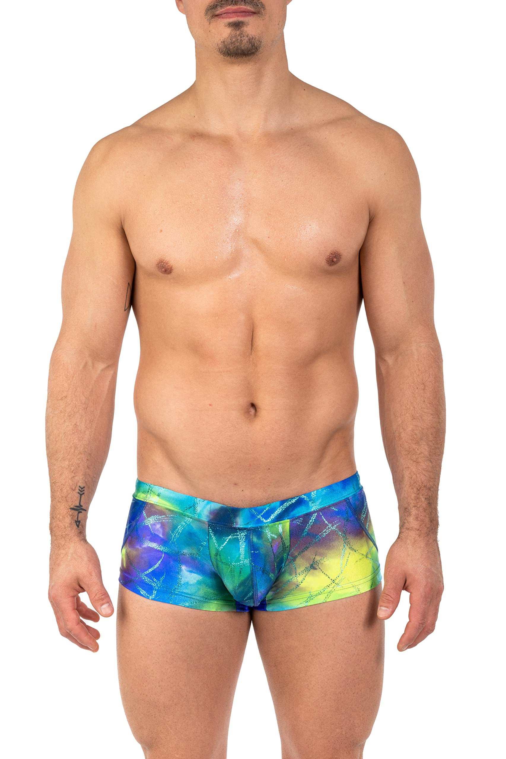 Gary Majdell Sport Mens Competition Style Boxer Brief Swimsuit with Front Pouch