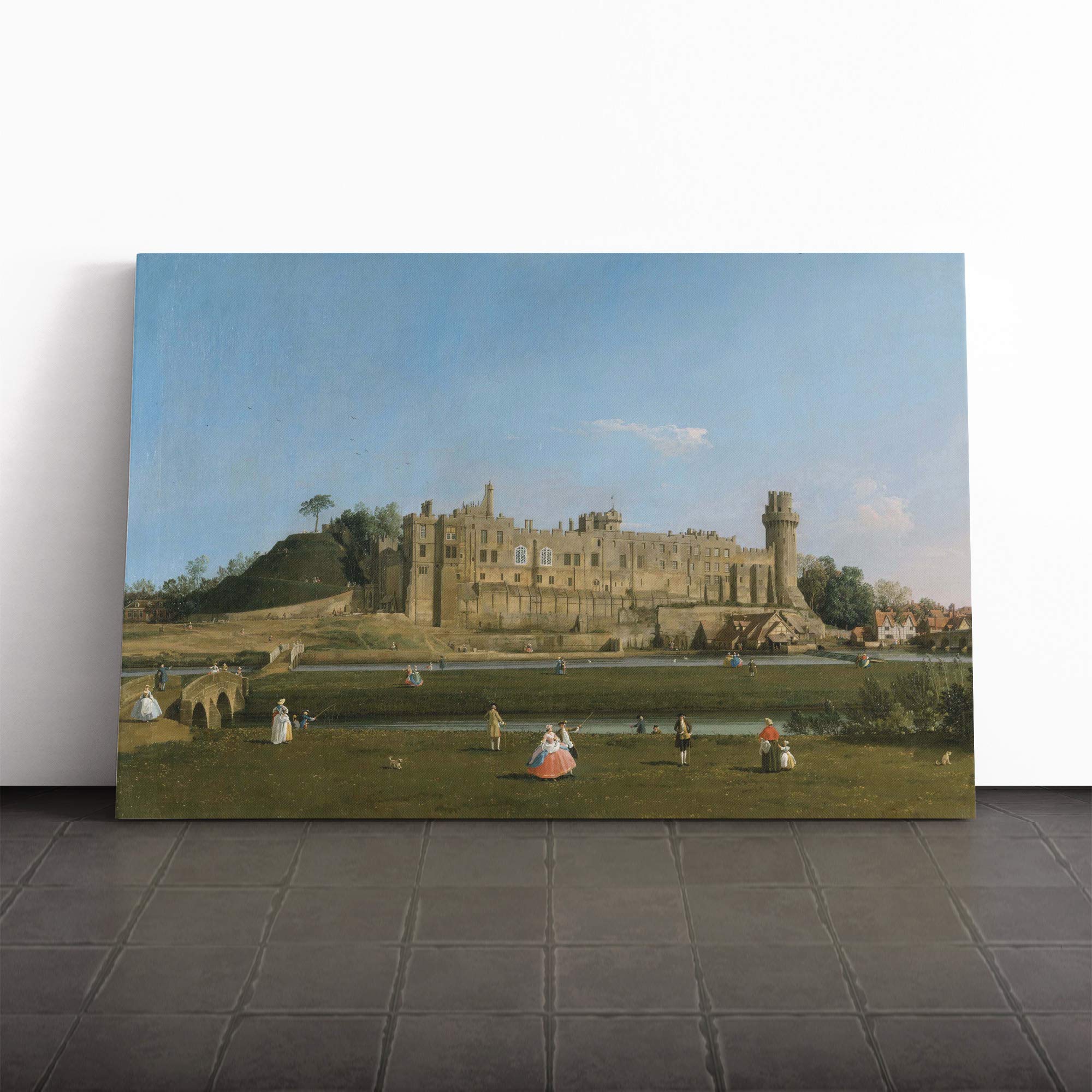 Giovanni Canaletto Warwick Castle Canvas Print | Gallery Wrapped 30mm Frame Wall Art | 24x16 inches | Ready to Hang | Modern Cityscape Picture | Living Room Bedroom Lounge Office