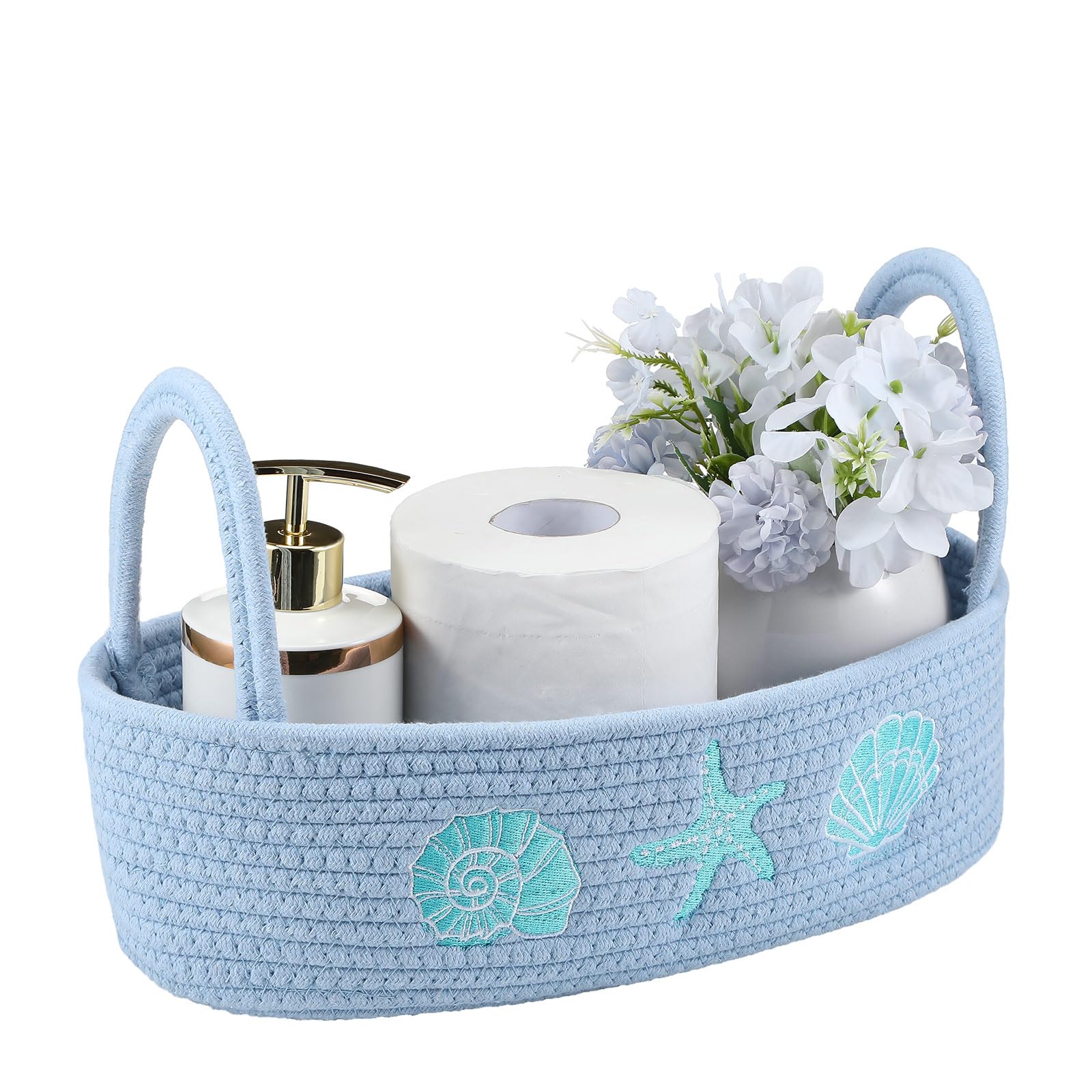 Vesici Ocean Woven Toilet Paper Basket Coastal Cotton Rope Bathroom Decor