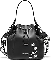 KARL LAGERFELD Paris Women's Adele Bucket Bag - Stylish Non-Leather Harlow Rock-Chic Shoulder Handbag