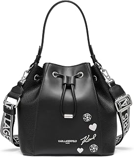 KARL LAGERFELD Paris Women's Adele Bucket Bag - Stylish Non-Leather Harlow Rock-Chic Shoulder Handbag