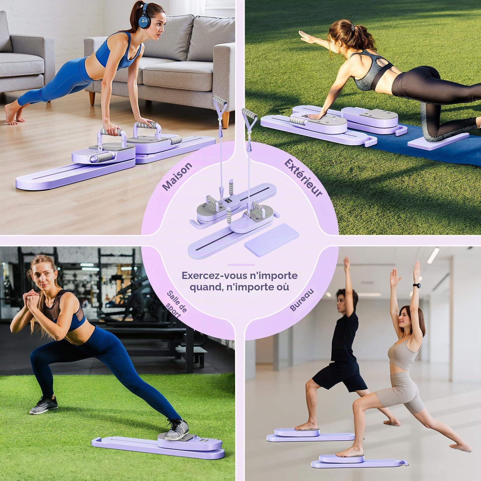 Appareil Pilates Reformer amélioré - Ensemble Multifonctionnel de Fitness et d'équipement Pilates avec équipement d'entraînement Abdominal, Planche multifonctionnelle pour Pompes