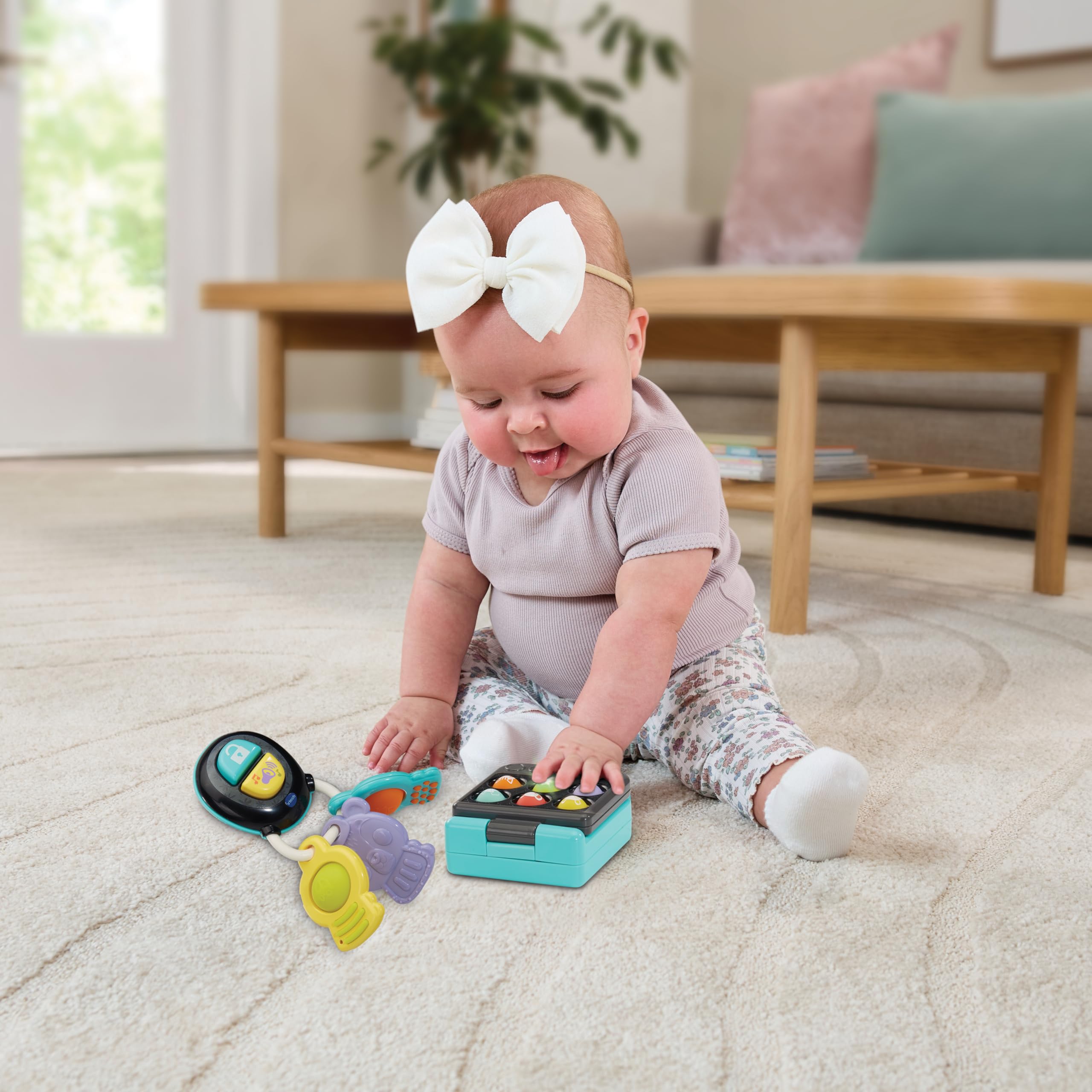 VTech-Baby Baby sorpresas Pop It Teléfono y Llaves, Juguetes interactivos, Diferentes Texturas, Botones Silicona, Motricidad Fina, Regalo bebés +6 Meses, Versión ESP