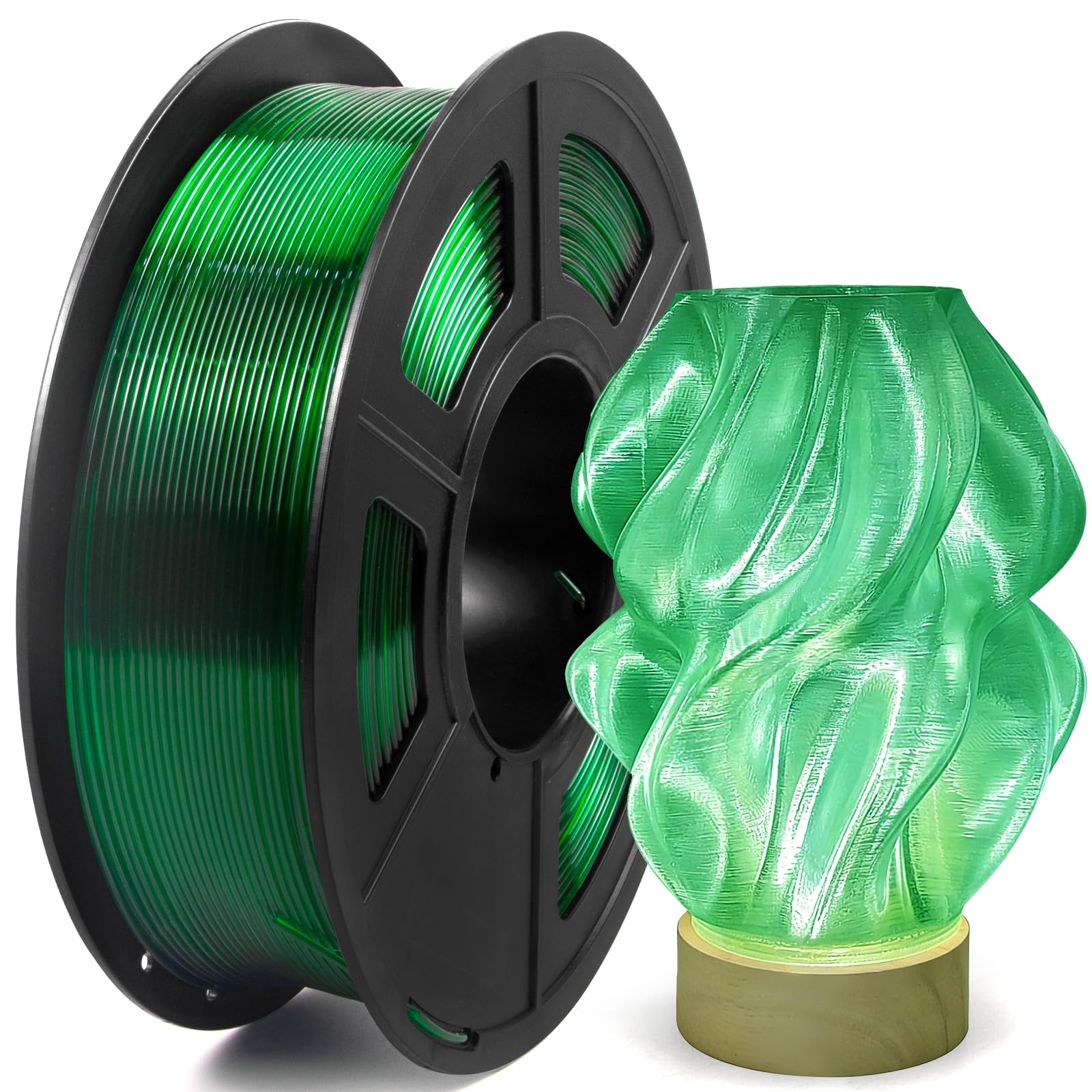 IEMAI PETG Filament 1.75mm, Transparent PETG Grün 1Kg, High Speed 3D Drucker Filament, Maßgenauigkeit +/- 0,02 mm, Geeignet für den Druck von Lampenschirmen Dekorationen