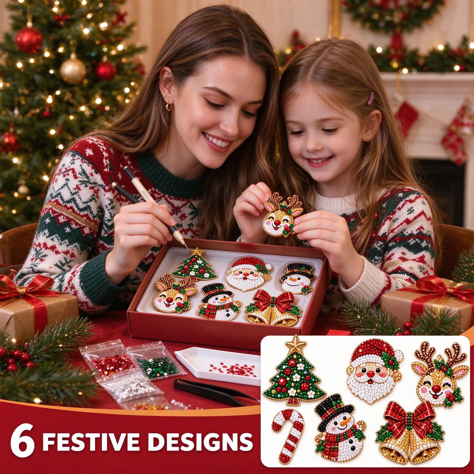 DIY-Weihnachts-Diamant-Broschen-Set mit 6 Motiven