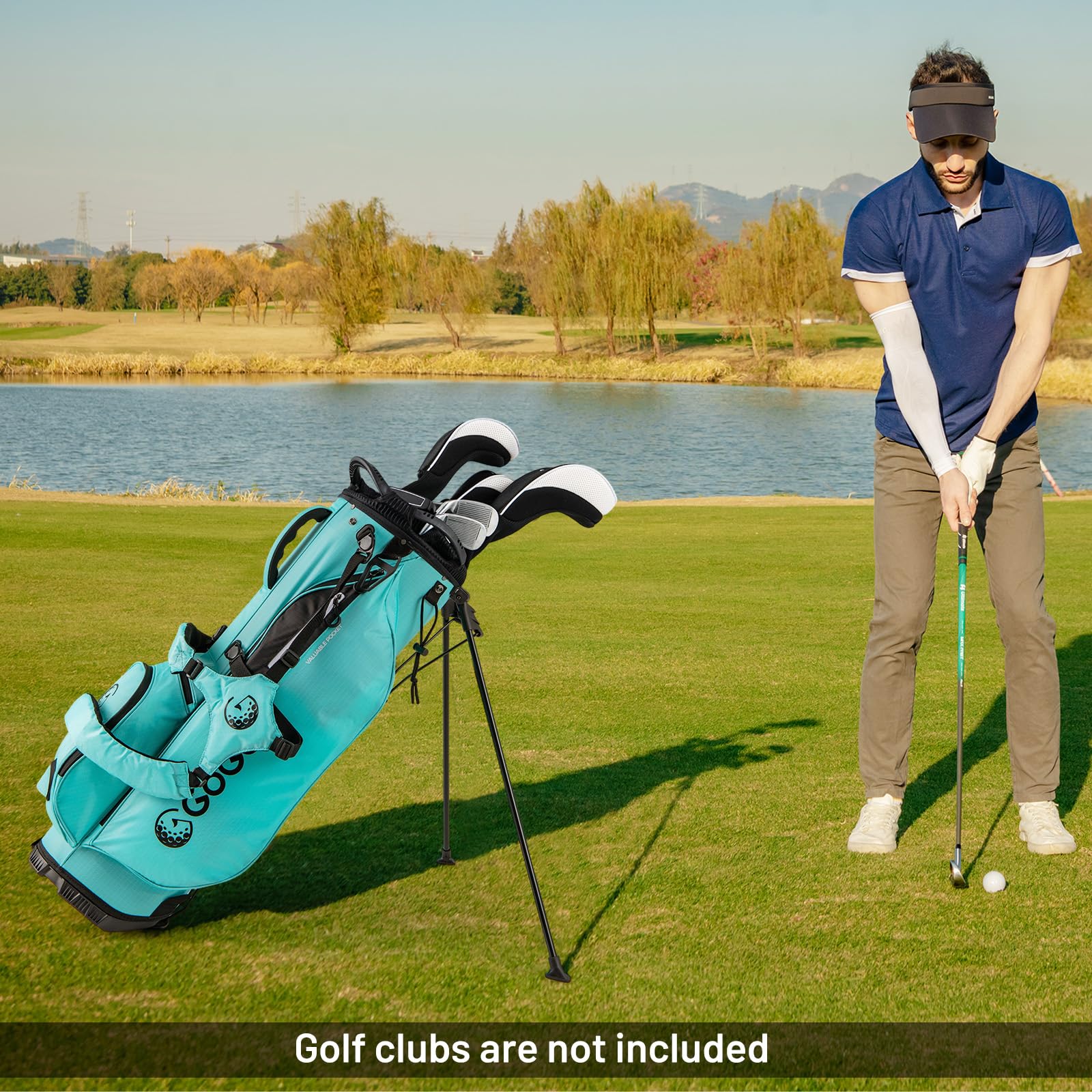 LIFEZEAL Sac de Golf, Sacs Trépieds Légers avec 8 Compartiments Supérieurs et 5 Poches Zippées, Porte-Parapluie, Housse de Pluie et Bandoulière Réglable pour Femmes et Hommes
