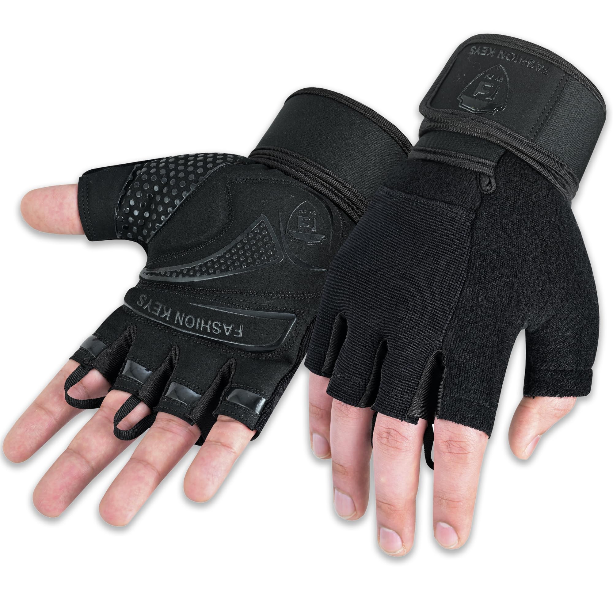 FK by ZM Gym Workout Gloves for Men & Women β Weightlifting, Powerlifting & Fitness Gloves with Wrist Support & Full Palm Stability β Secure Grip for Training, Pull-ups & Strength Workouts (Black, XL)