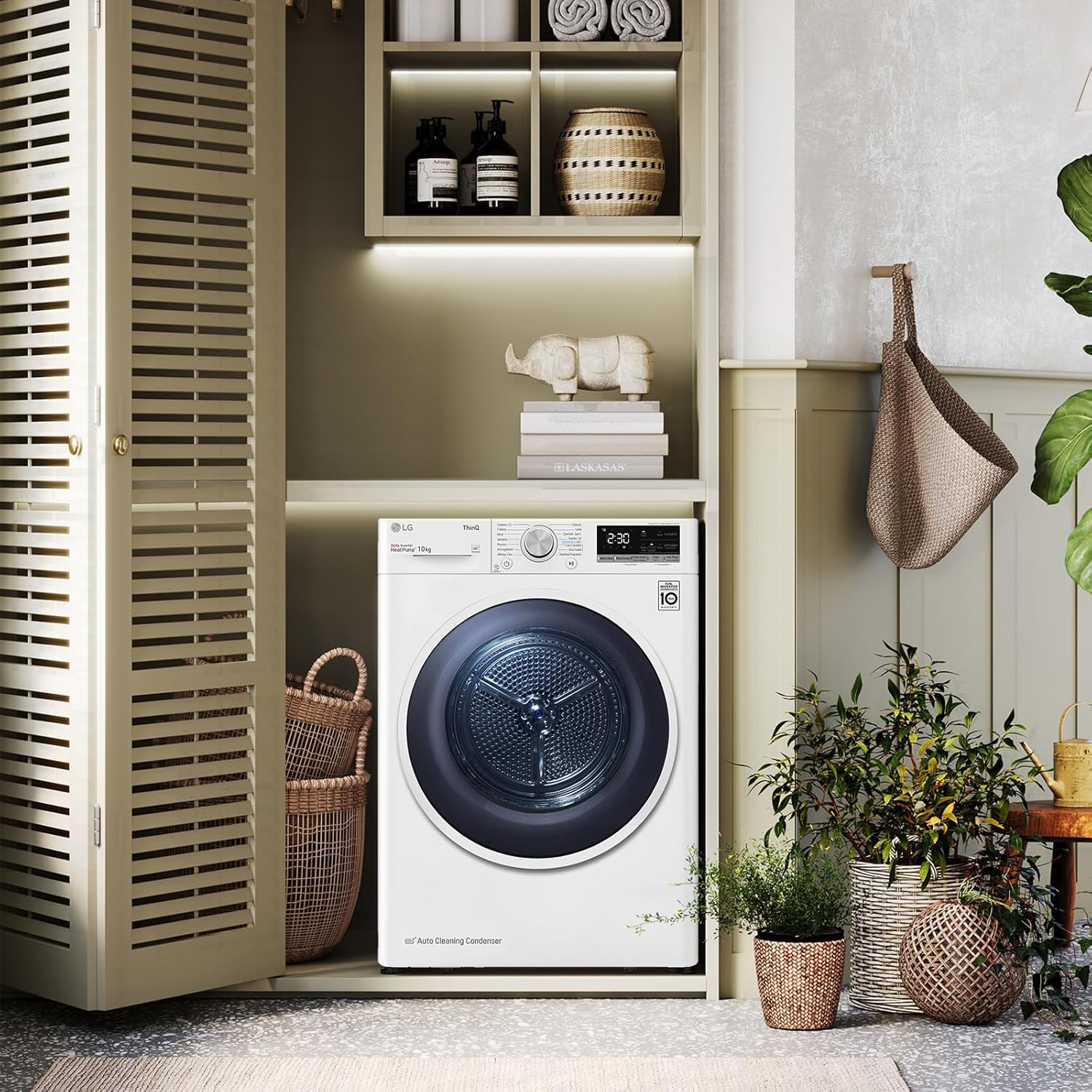 LG RH80V9AVHN Asciugatrice Smart a Carica Frontale 8 Kg, Classe C, Condensazione con Pompa di Calore, Wi-Fi con SmartThinQ, Eco Hybrid, Allergy Care, 60 x 69 x 85 cm - Bianco