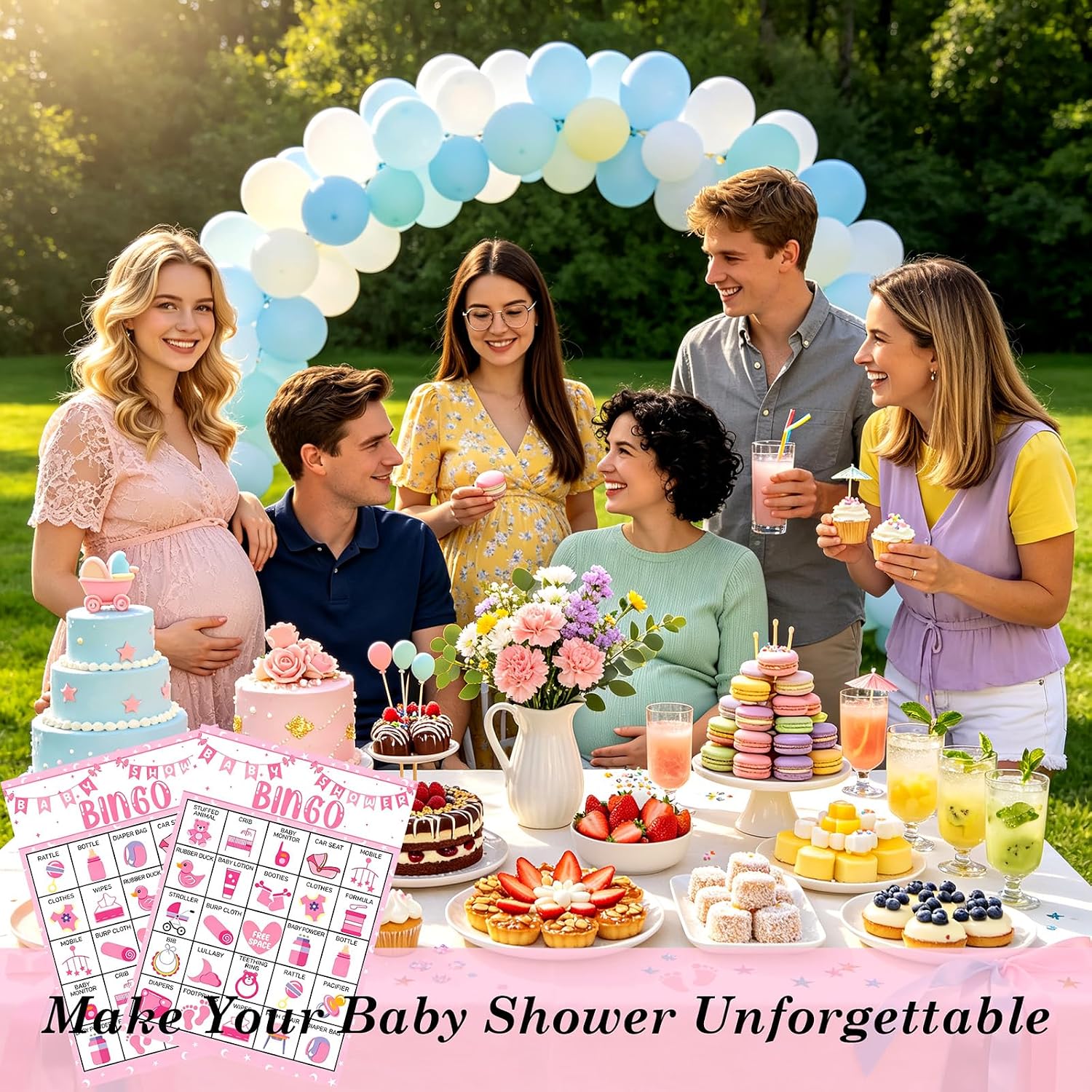 Baby Shower Bingo Game, 24 Player Cards, Party Game Set for Guests