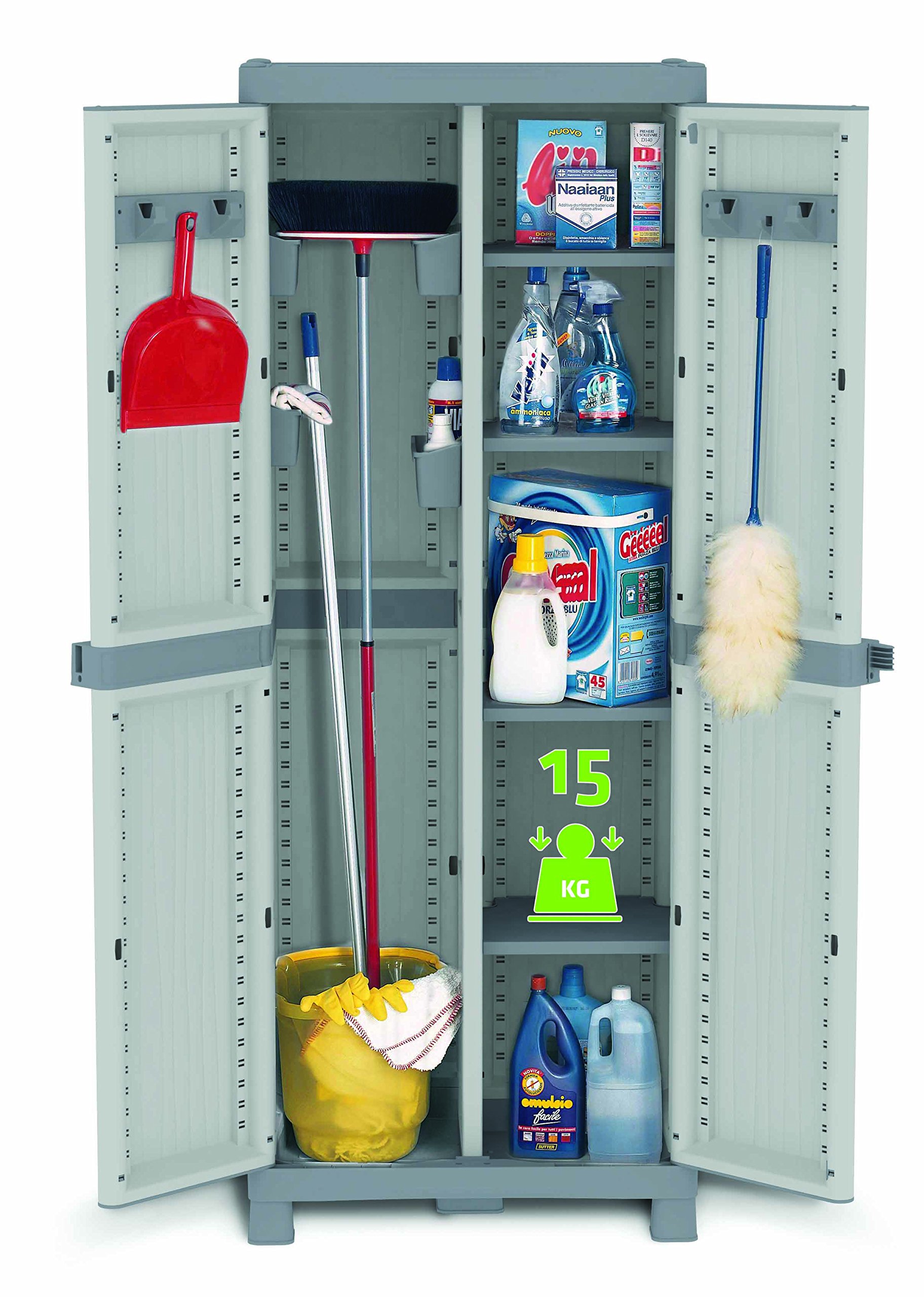 Terry, Base 3700 UW, Armario 2 Puertas con Divisor Vertical, 4 Estantes Internos. 70x43,8x181,8 cm