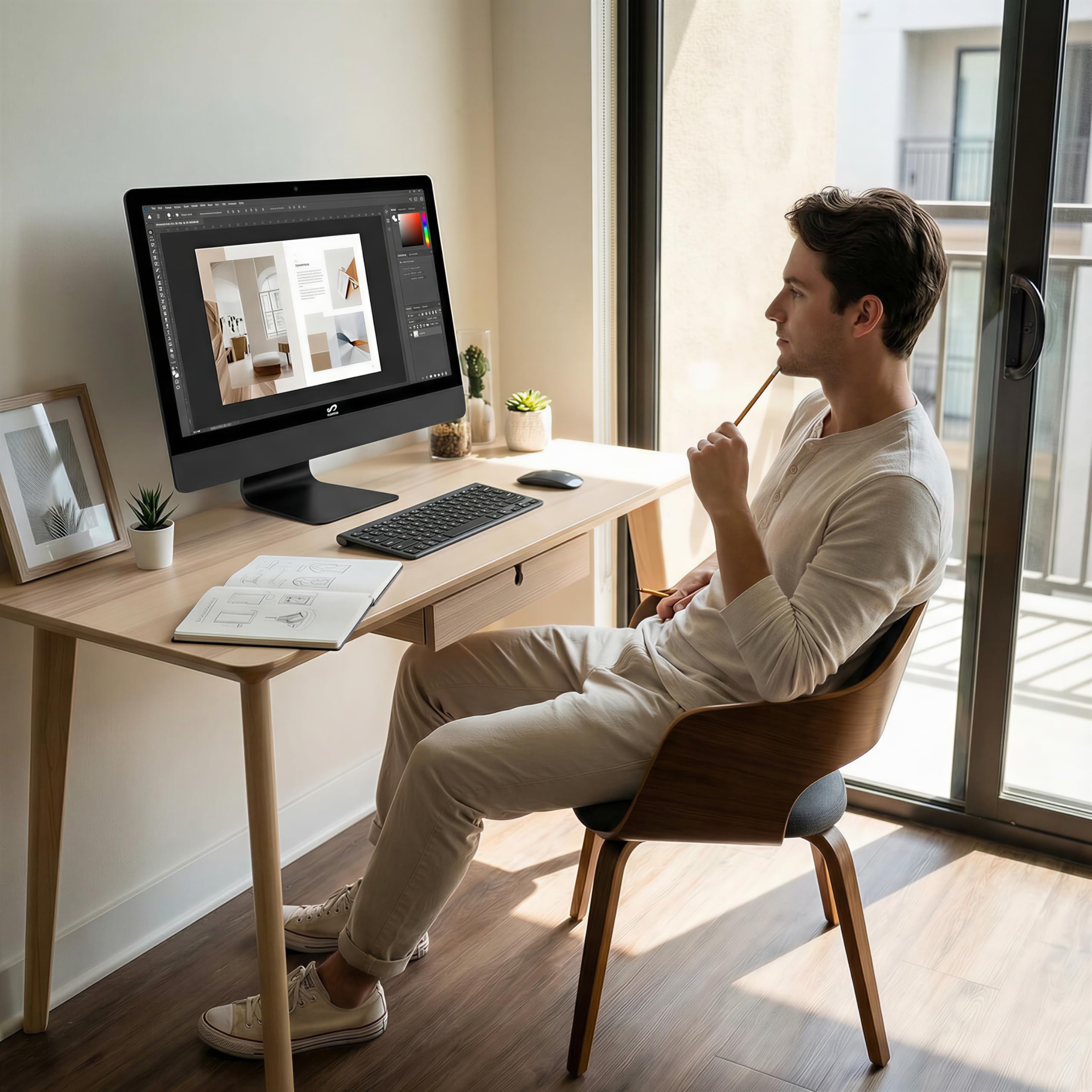 STGSivir PC All in One, Display FHD da 24", Core i7, 16G RAM, 512G SSD | All in One PC, WiFi, BT 5.0, Webcam, Win11 Pro, Noir, AIO per Casa e Ufficio