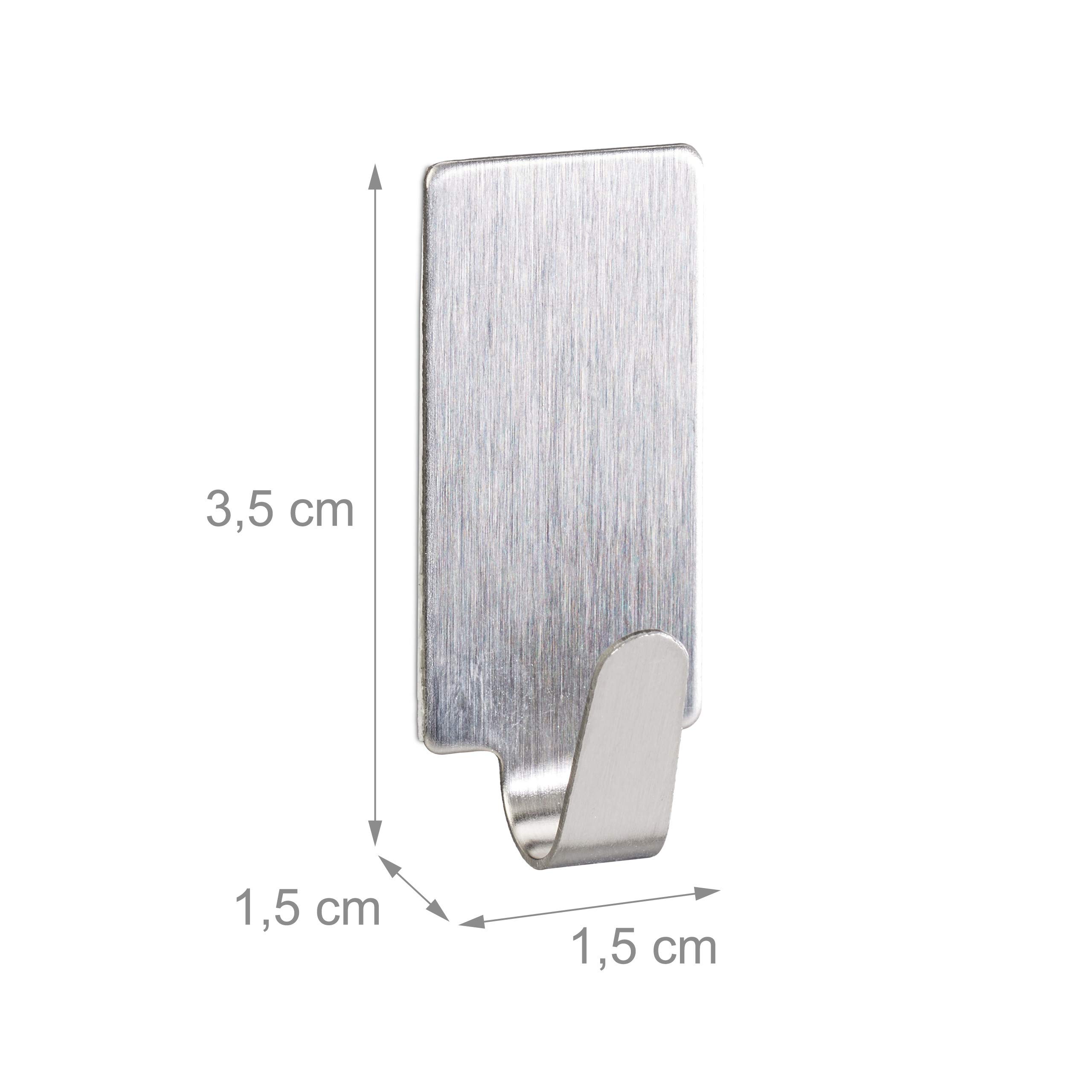 Relaxdays 240x Ganci Adesivi, Set di Appendiabiti da Parete in Acciaio Autoadesivi, Portasciugamani, Bagno & Cucina, Argento