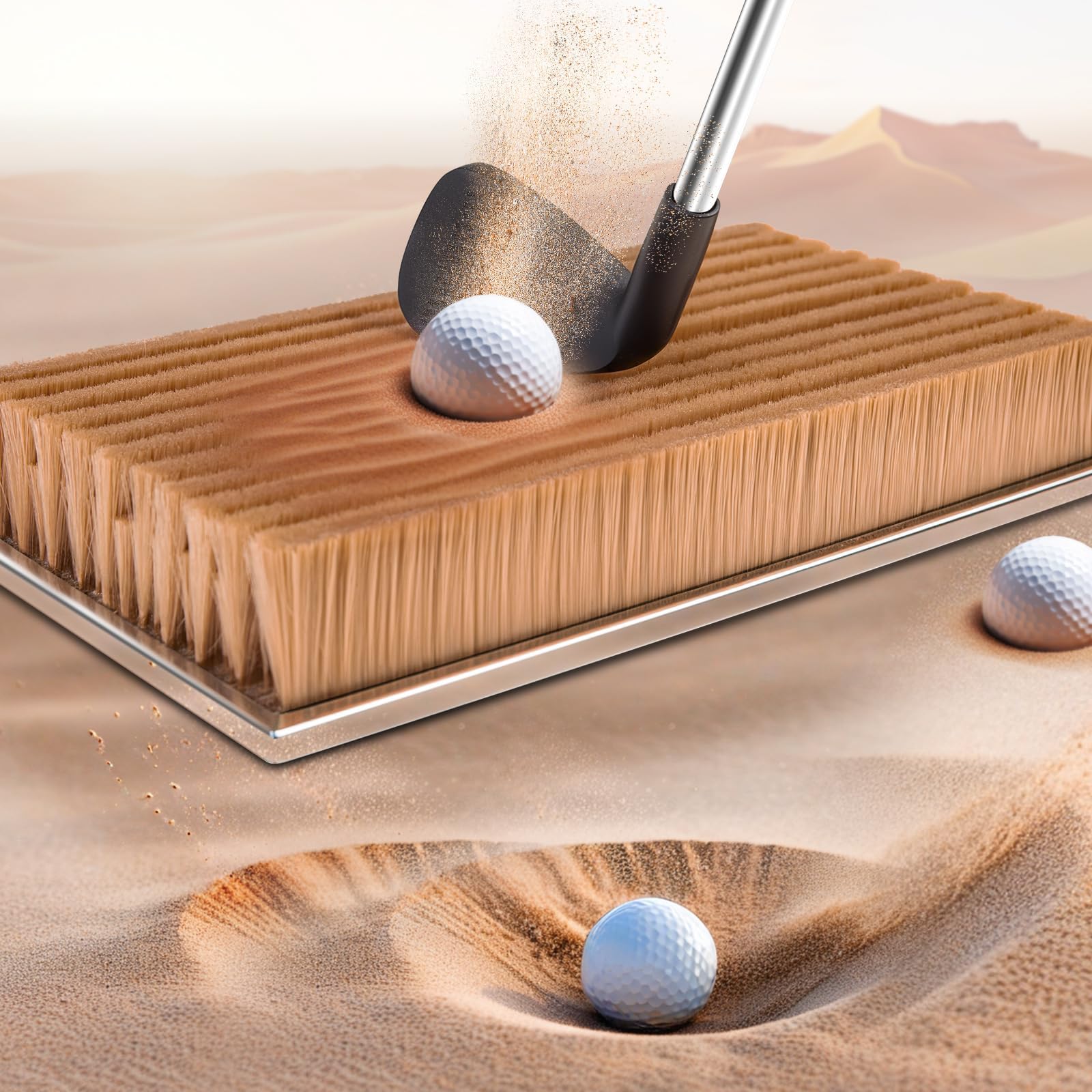 Bunker Practice Mat - Simulates Real Golf Course Bunker, Stainless Steel Base for Stable Indoor Golf Simulator Practice
