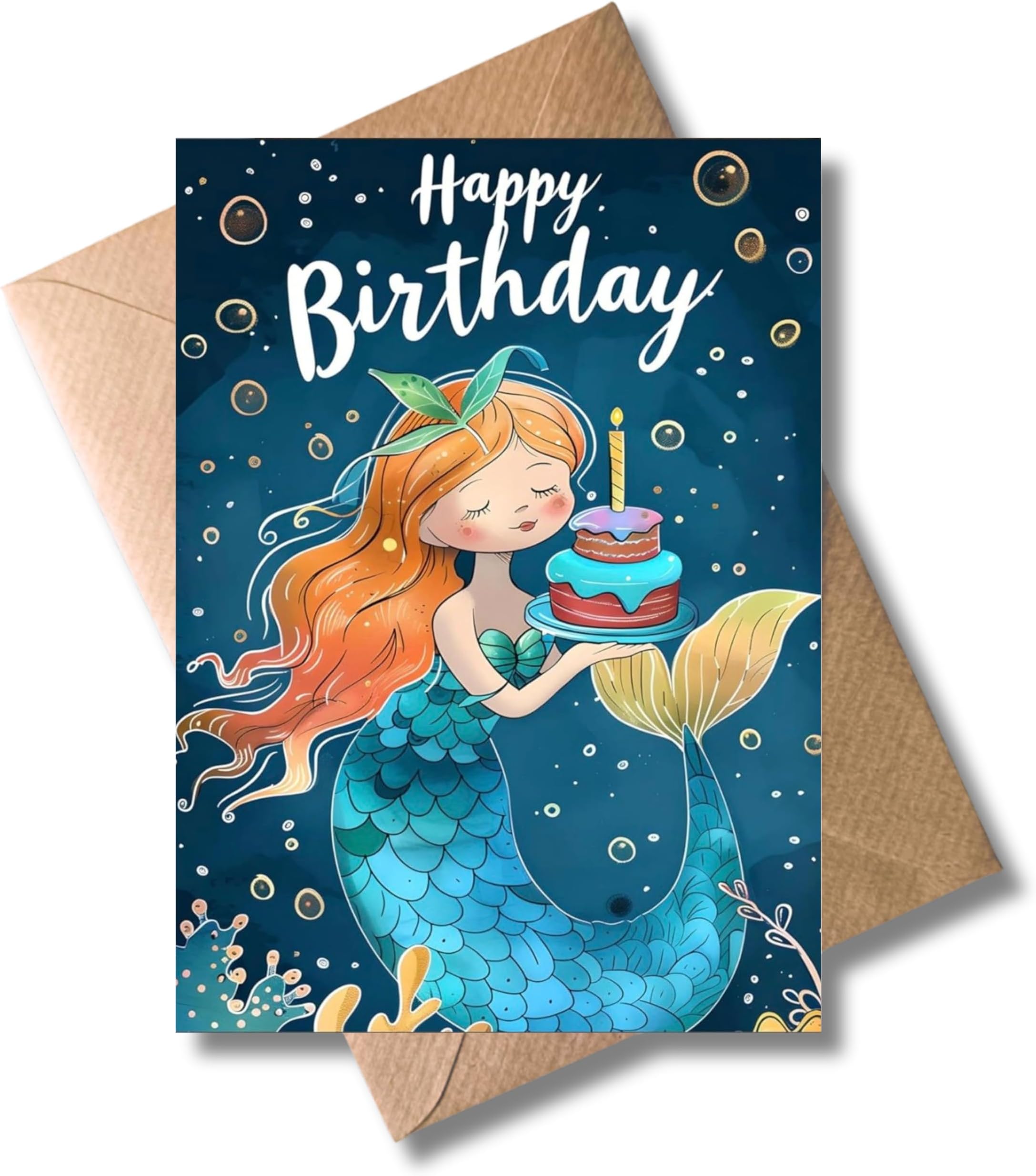 Biglietto D'Auguri WBdesignz Con Busta - Sweet Birthday Turchese, Design Giocoso Con Cupcake - 5