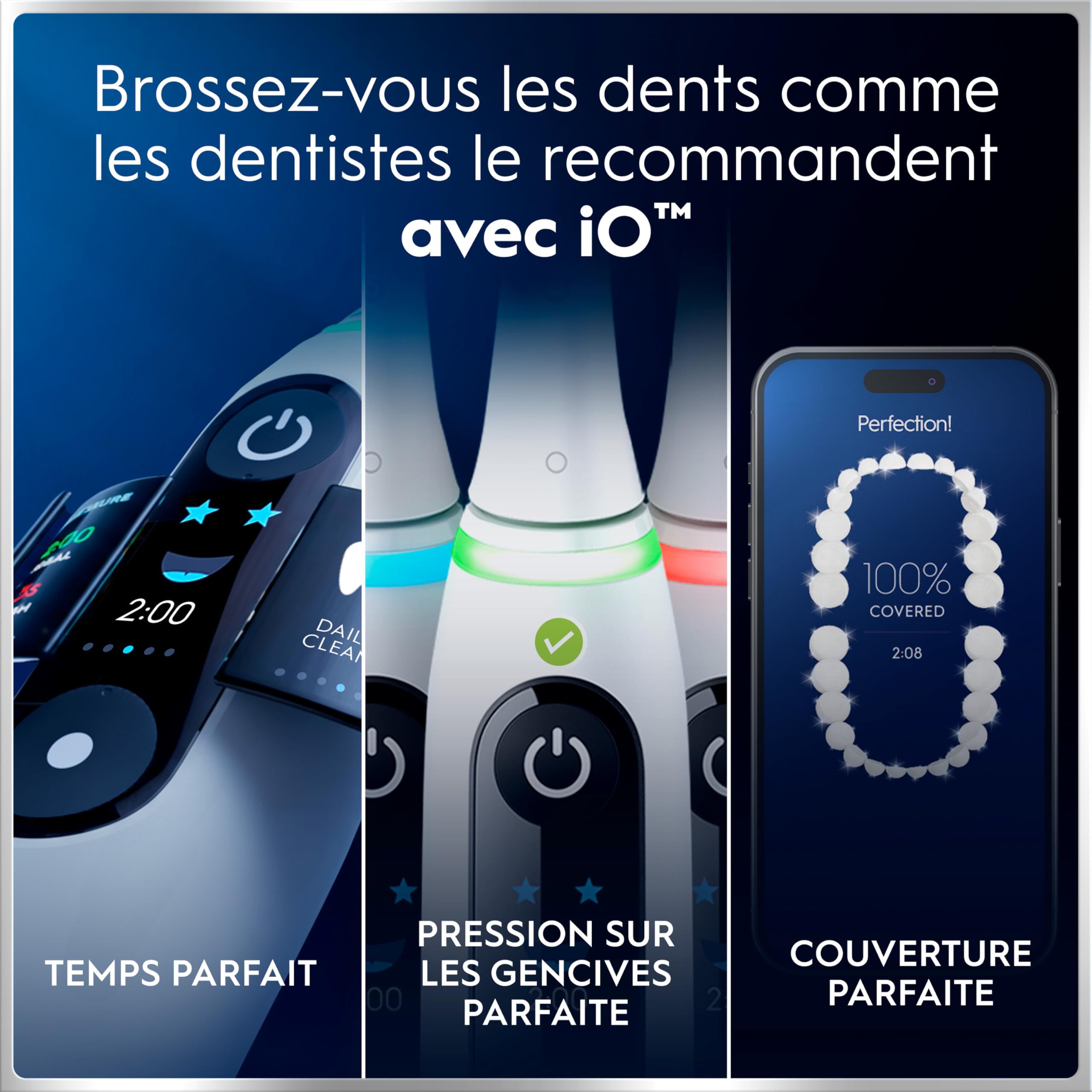 Oral-B Brosses à Dents Electriques iO 6 Duo, 3 Brossettes, Grise et Rose – 5 Modes de Brossage dont Blancheur et Soin des Gencives, Capteur de Pression, Batterie Rechargeable, Etui
