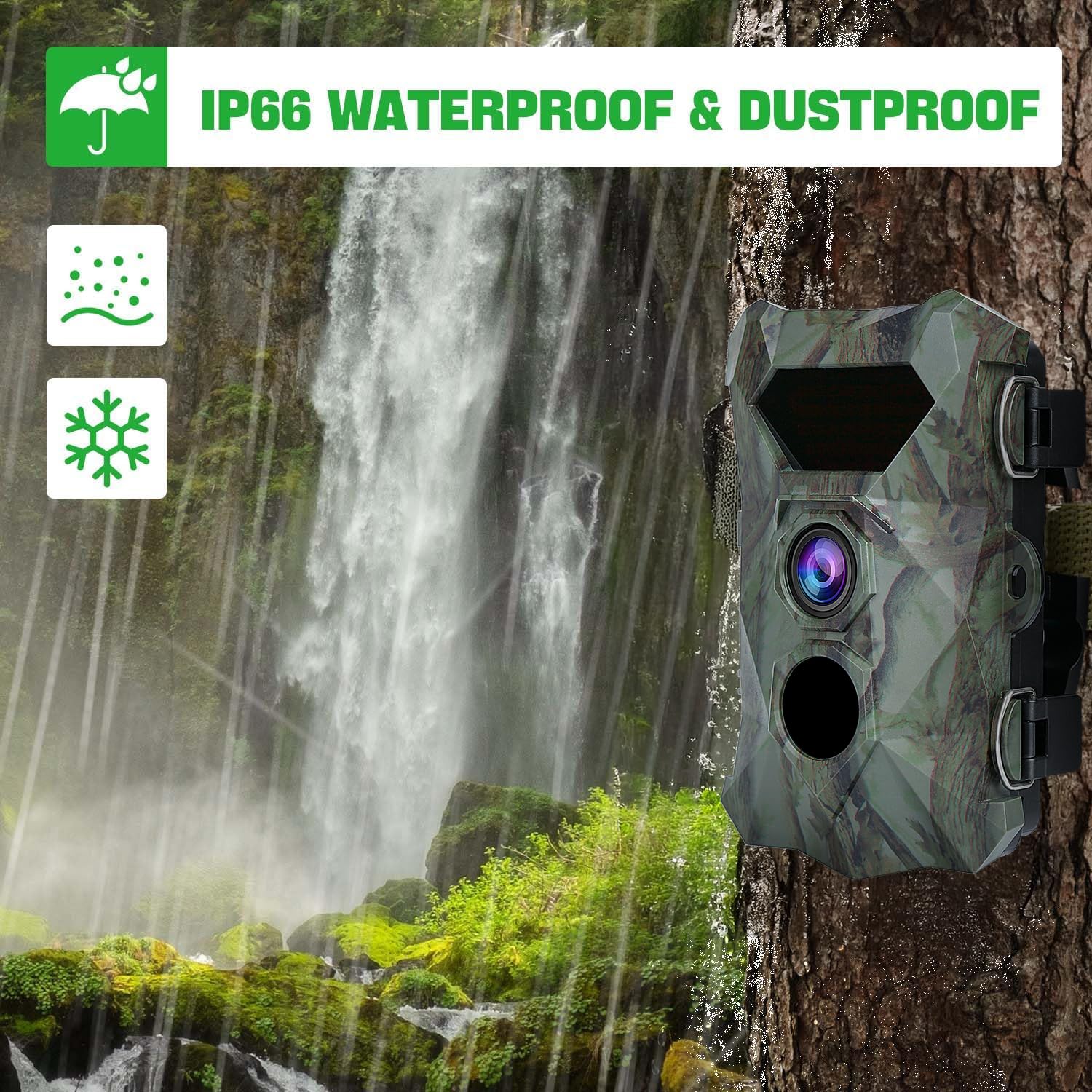 Coolifepro Wildkamera, 4K Video Wildtierkamera, 48MP Wildtierkamera mit Nachtsicht Bewegungsmelder, 35m Erfassungsbereich, IP66 Wasserdicht & 32GB SD Karte für Tierbeobachtung Sicherheitsüberwachung