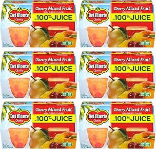Del Monte Cherry Flavored Mixed Fruit Cup Snacks in 100% Juice, 4 Oz, Pack of 24