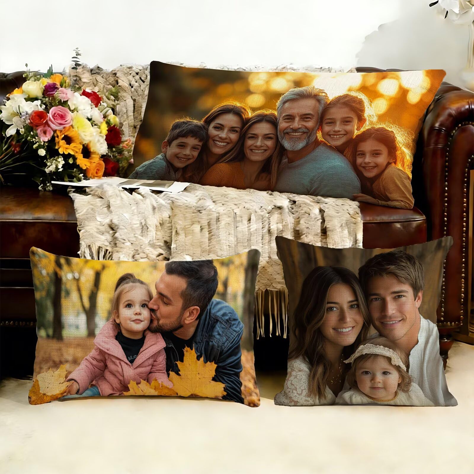 Coussin personnalisé 70x90 photo double face avec taie d'oreiller