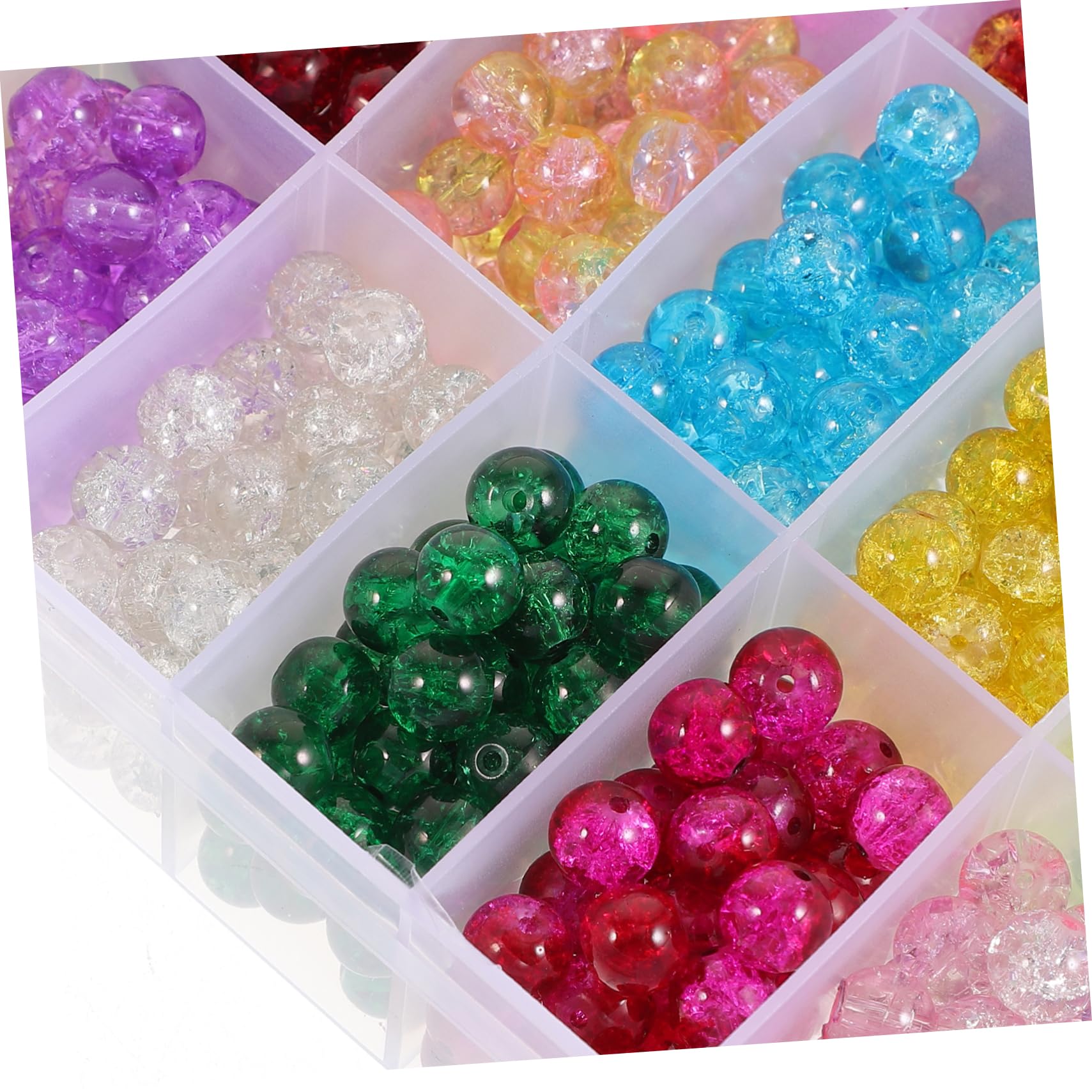 SHINEOFI 1200 Bunte Lose Glasperlen mit Loch zum Auffädeln für Schmuckherstellung aus Verschleißfestem Glas Inklusive Aufbewahrungsbox für Bastelprojekte
