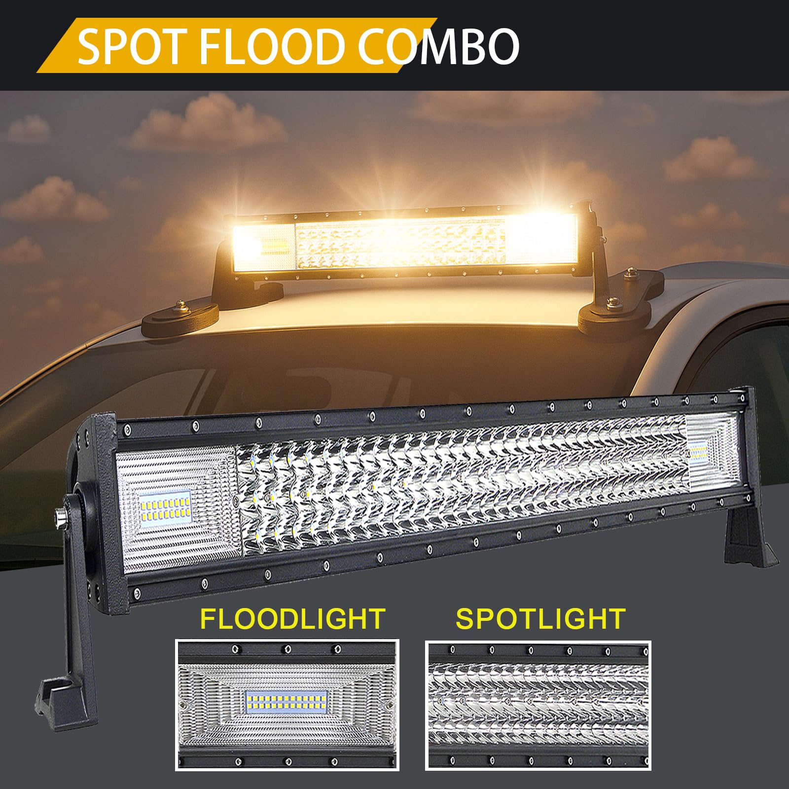 Willpower Listwa LED z uchwytem magnetycznym i okablowaniem 32 cale 405 W kombinacja punktowa i rampy powodziowej LED do 4x4 samochodów ciężarowych ciągników SUV ATV 4x4
