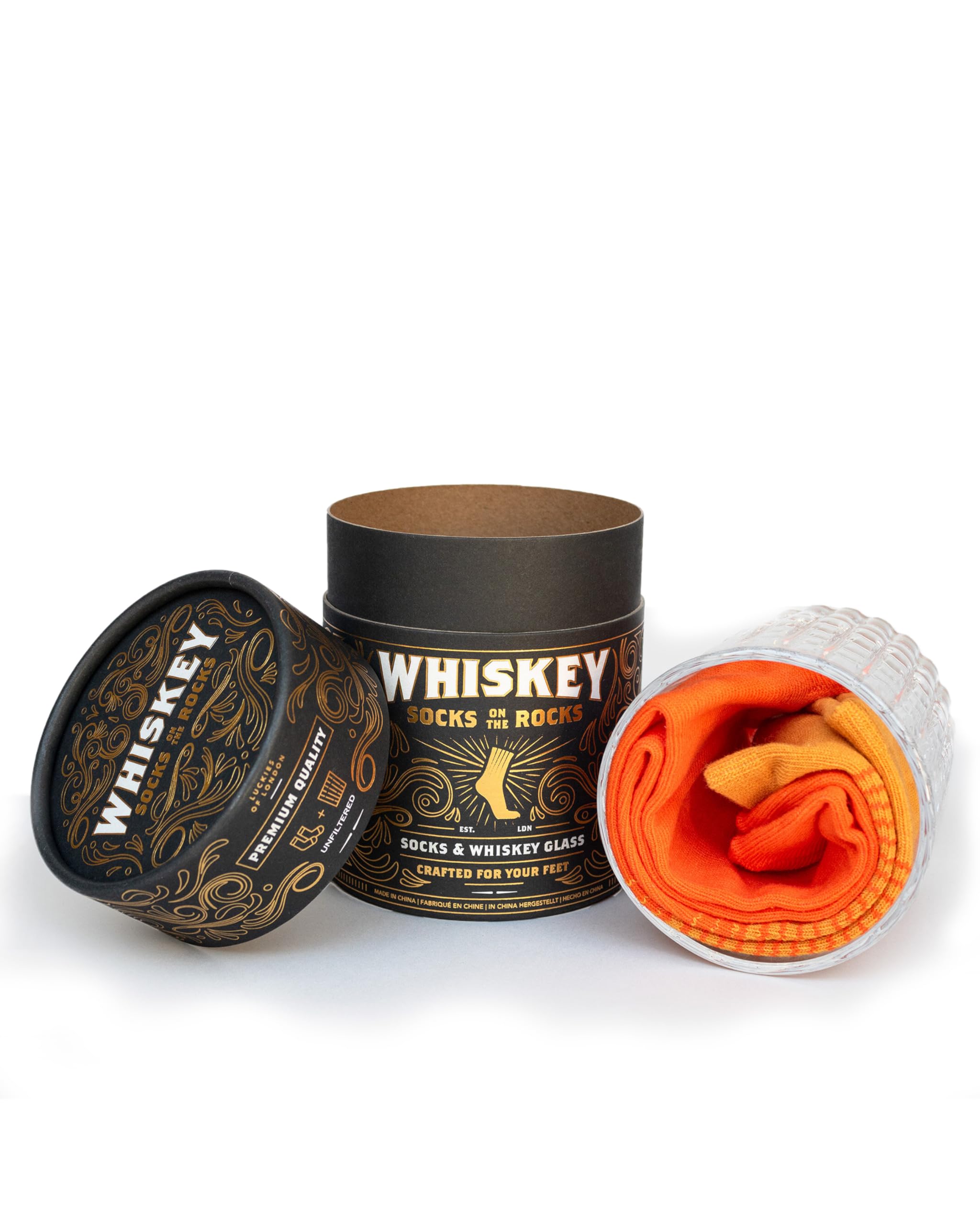 Luckies of London | Novelty Socks & Whiskey Glass | Funny Socks for Men | Quirky Gifts | Grandad Gifts | Includes Whiskey Glasses