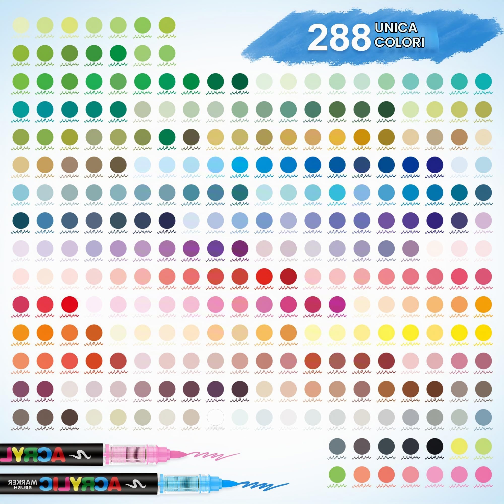 Guangna Colori di Pennarelli Acrilici, Pennarelli per Pittura Acrilica per Carta, Vetro, Ciottolo, Metallo, Plastica, Legno (288)