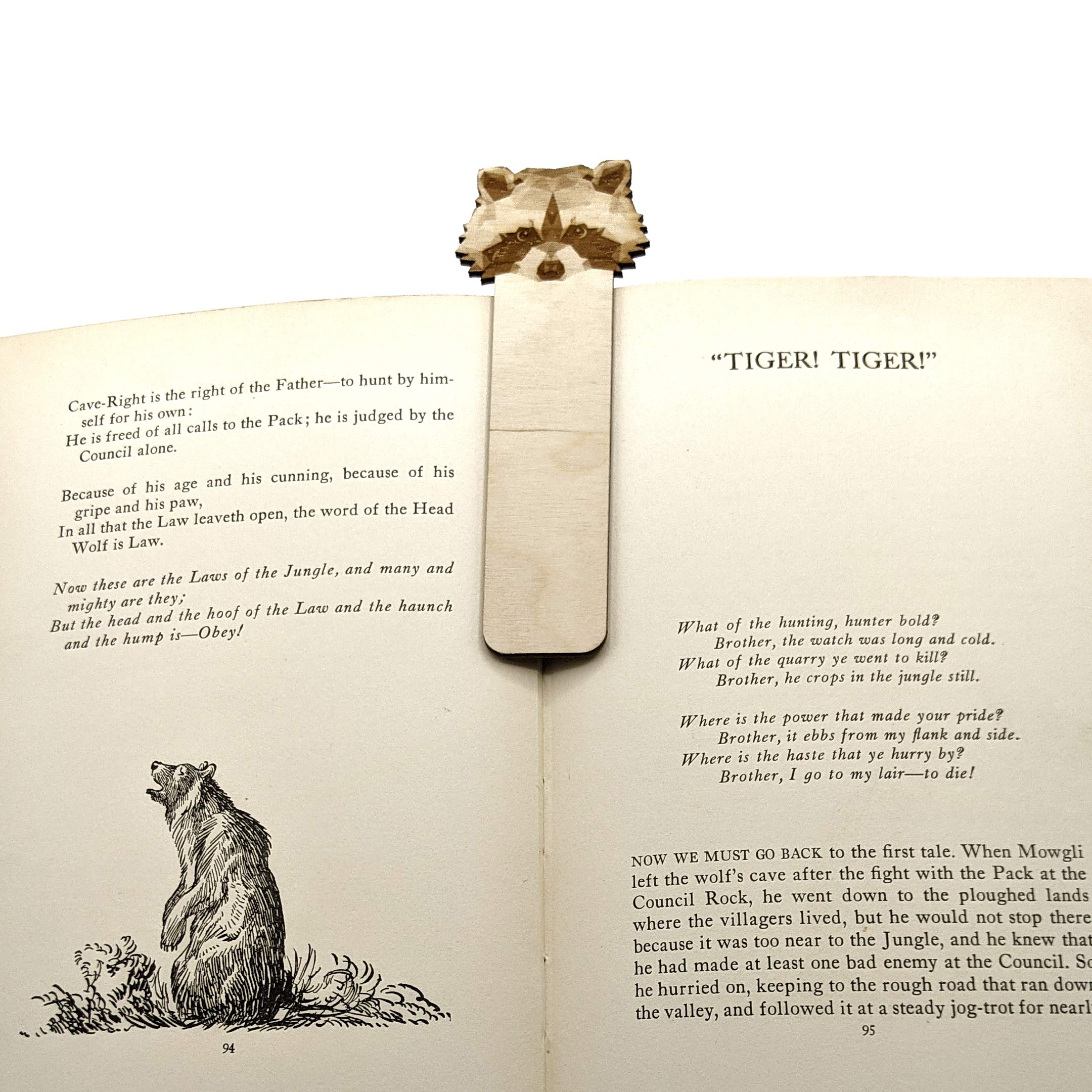 Snapklik.com : RACCOON Engraved Wood Bookmark Baltic Birch Wooden ...
