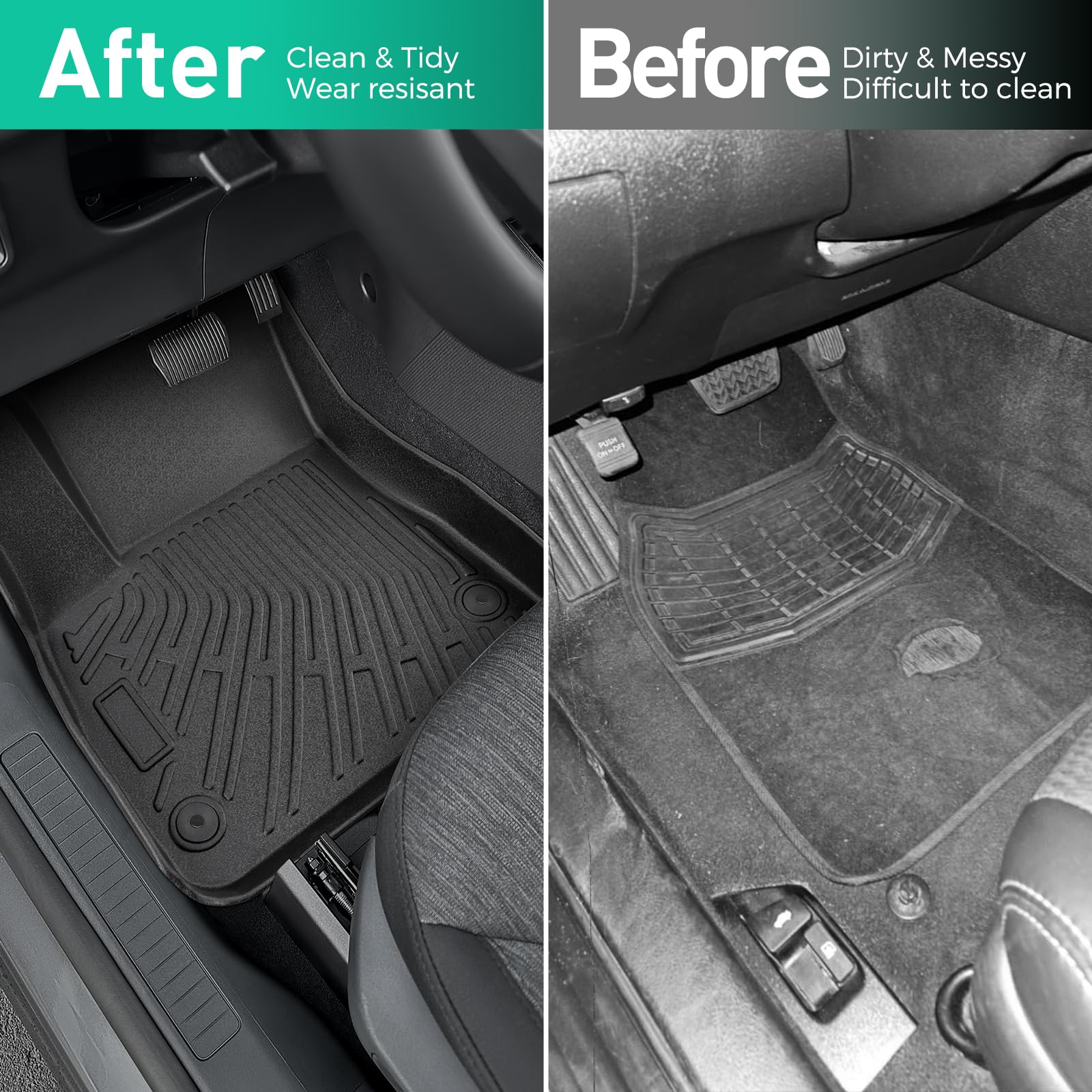 Diffcar Floor Mats for Chevy Malibu 2016 2017 2018 2019 2020 2021 2022 2023 2024 2025 All Weather — view 2