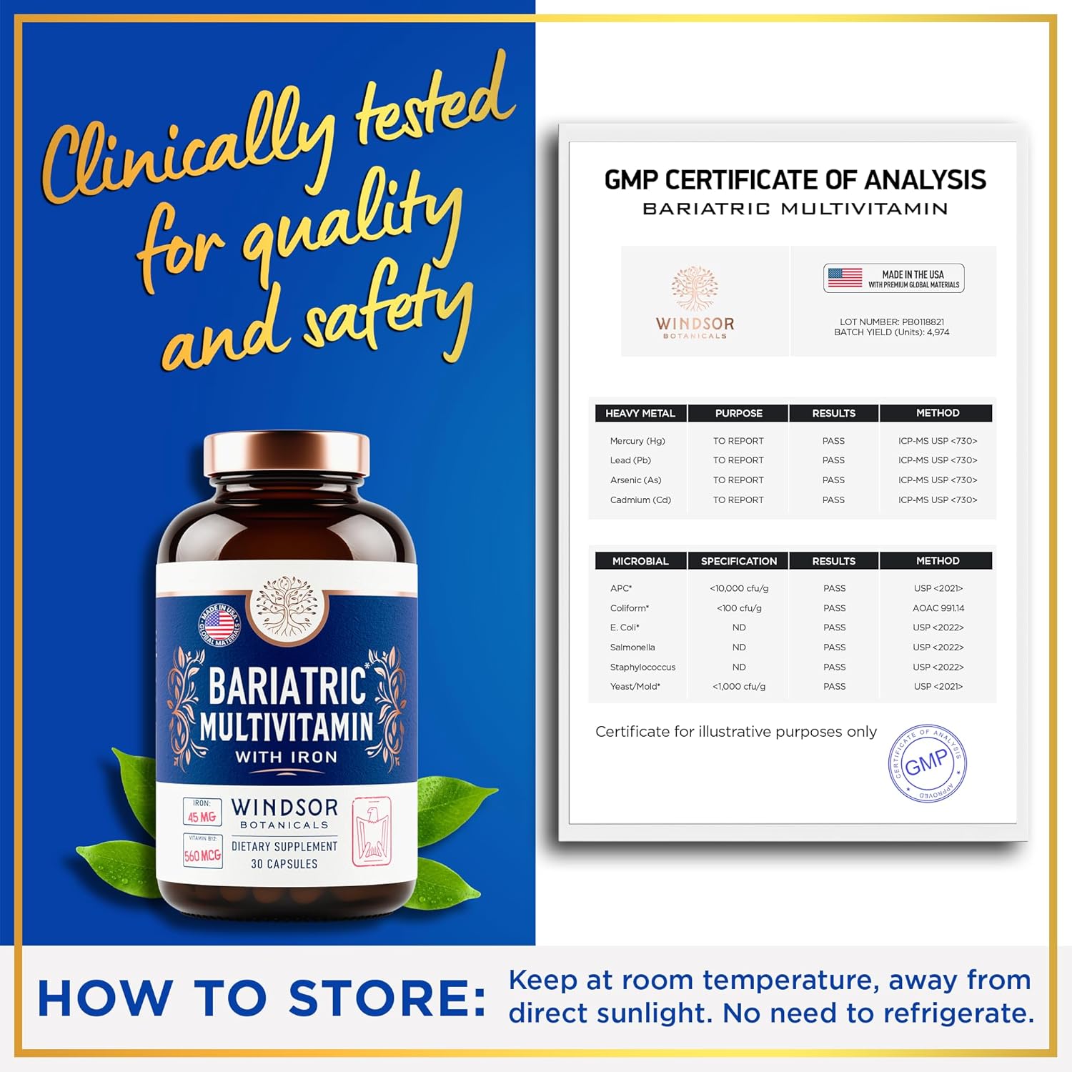 Bariatric Multivitamin with Iron - 45 mg Iron Once Daily, 21 Essential Vitamins - Easy to Swallow Bariatric Vitamins for Women & Men - Gastric Bypass, Gastric Sleeve Recovery Support - 30 Capsules - Image 7