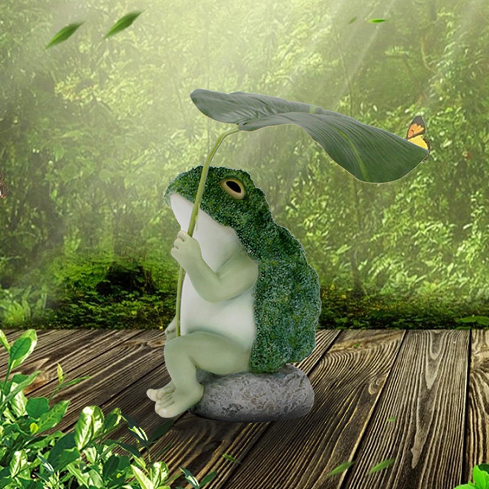 Froschfigur, Brokkoli-Frosch mit Regenschirm, Froschstatue, Dekoration, Froschform, Sammlerstückfigur, künstlerische Heimdekoration, Statue, kreative Frosch-Skulpe für Zuhause, Bücherregal-