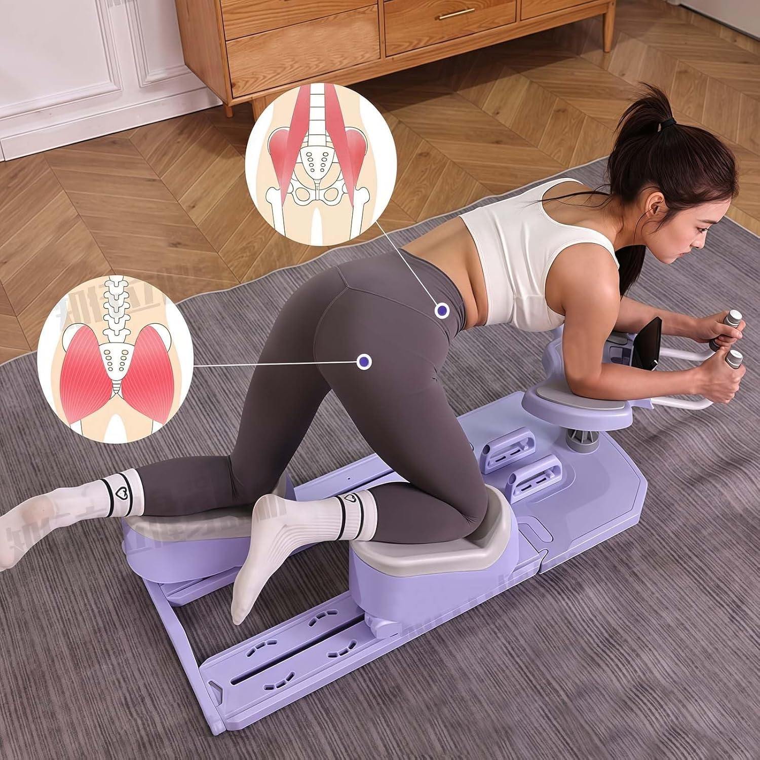 fitnessgeräte für zuhause,Reformer Pilates Maschine,6 in 1 Spine Trainer Waist Trainer Digital Timer Home Fitness Equipment taillentrainer Damen sportgerät(Pink,120 * 38 * 38)