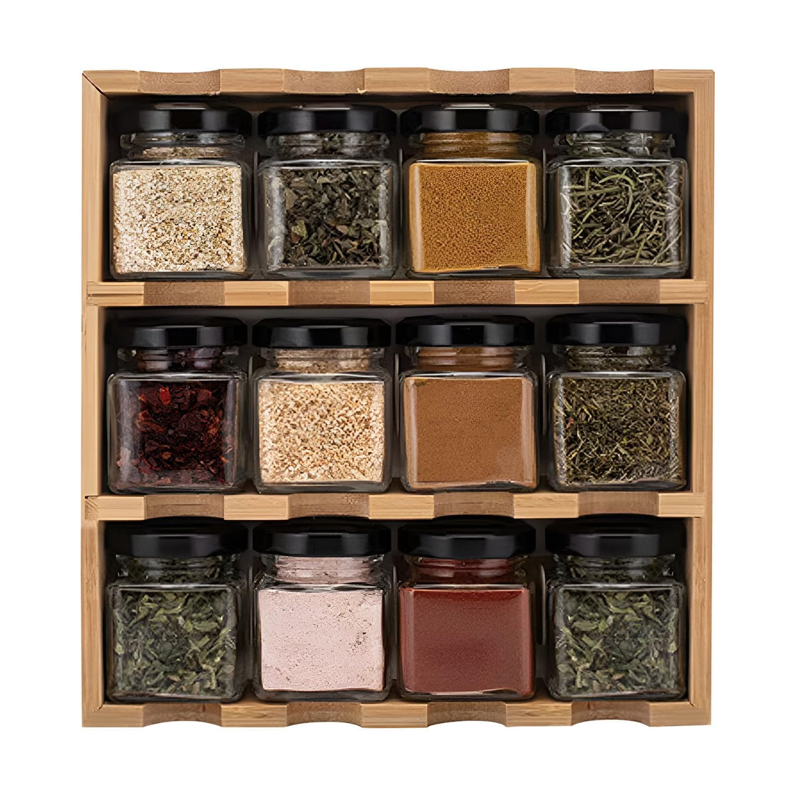 WDSOPK 3-Tier Wooden Spice Rack - Condiment Storage Shelf Space-Saving Kitchen Perfect for Herbs & Spices Stylish Kitchen Décor Easy to Assemble