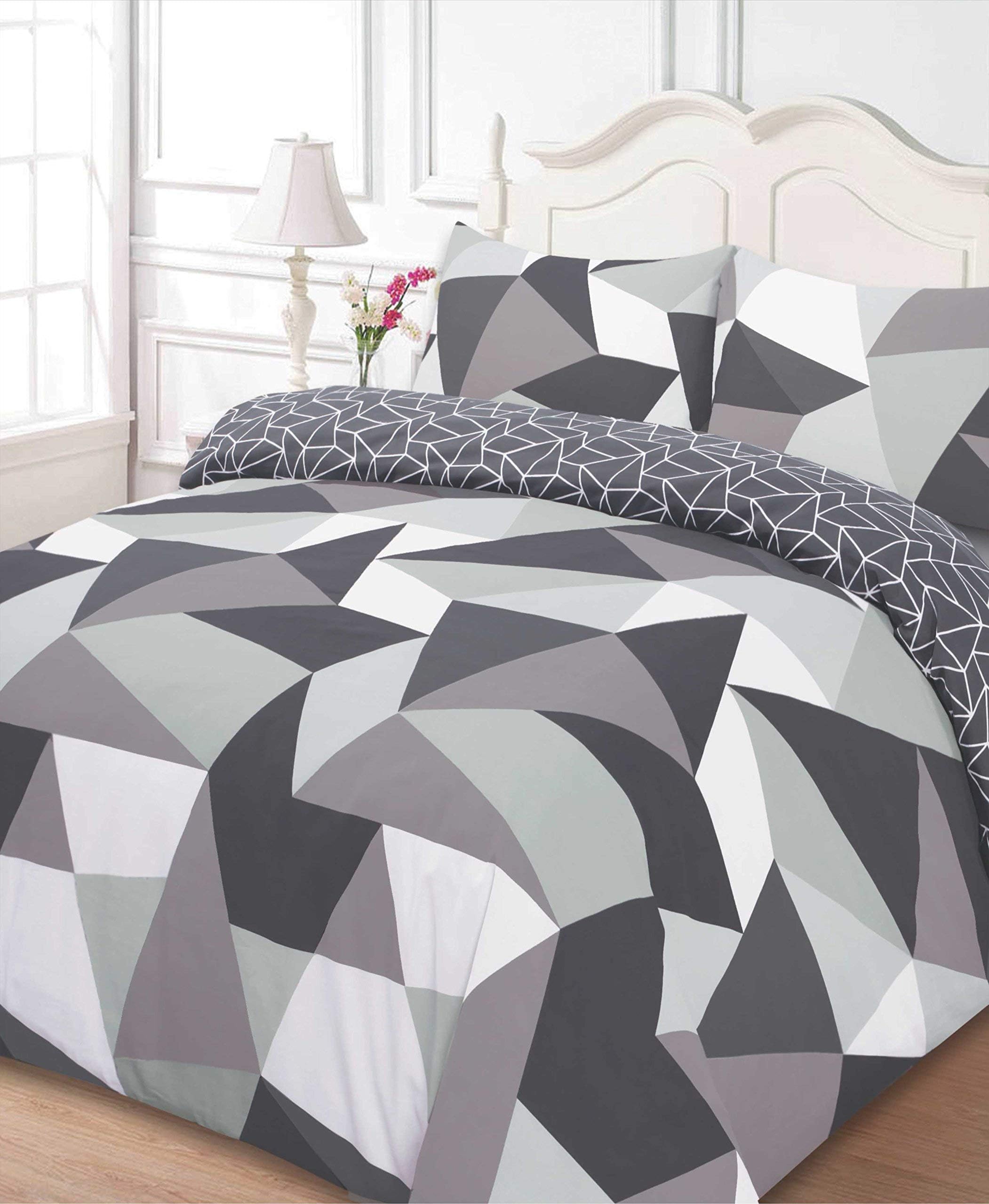 DreamsceneShapes Duvet Cover with Pillow Case Bedding Set, Polyester-Cotton, Black, Double