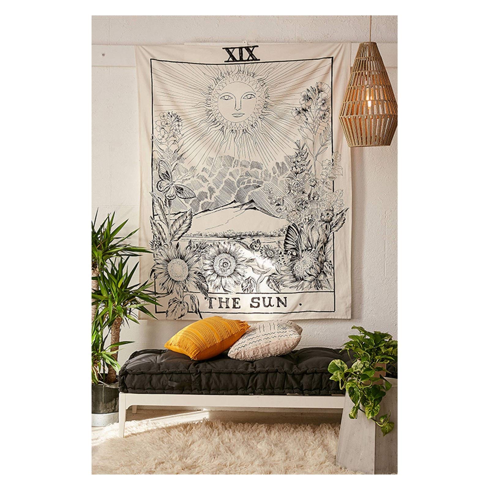 Tapices colgados de la Pared Sun Moon Pared tapicería de la Pared de la Alfombra Psychedelic Pared de Tela Tapiz Tapiz (Color : 02, Size : 1800 x 2300 mm)
