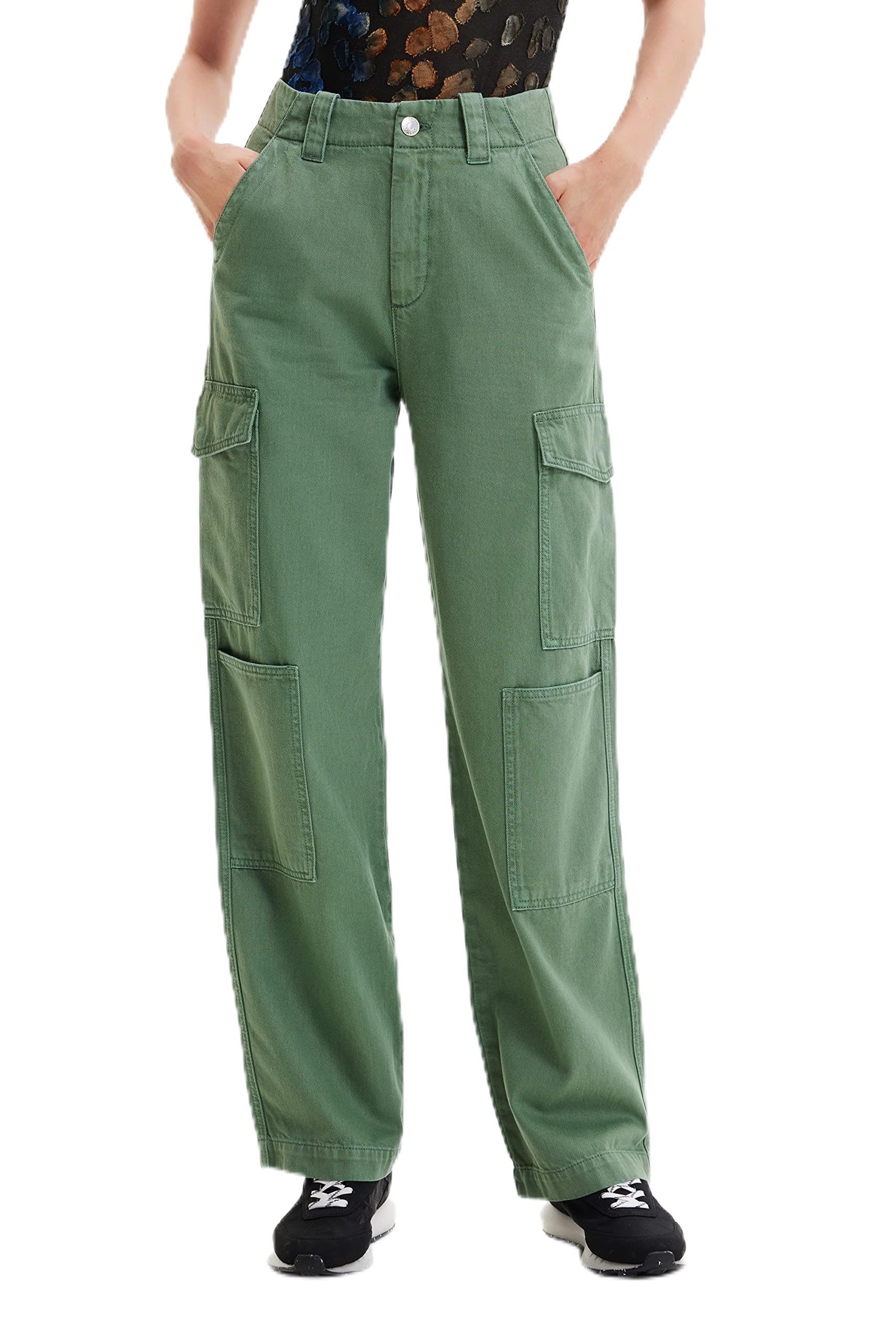 Desigual Women's Lange Damenhose Ohne Denim Casual Pants, Green, 38