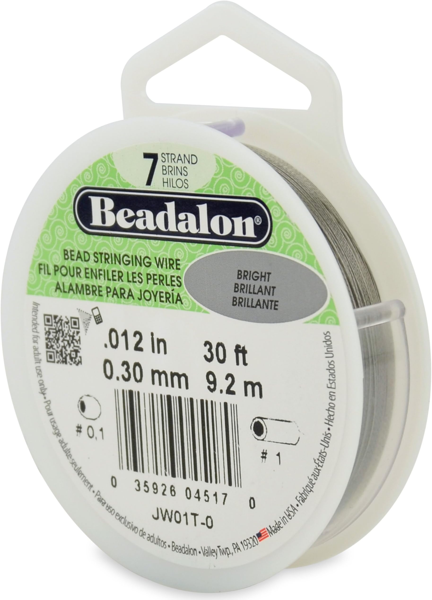7-Strand 0.012" (0.30 mm) 30 ft (9.1 m) Bright Bead Stringing Wire.012