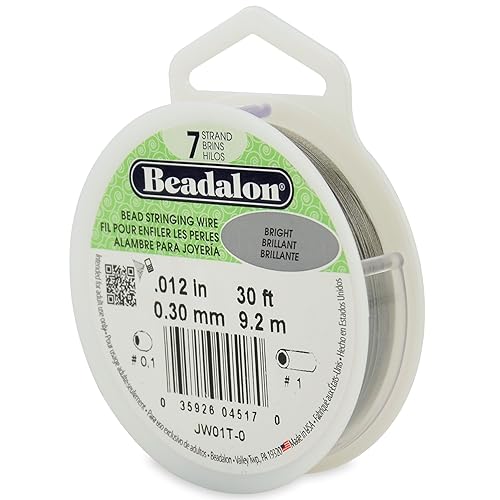 Miniatura 19 de Beadalon Alambre de cuerda de cuentas de acero inoxidable de 7 hebras, 0.015 pulgadas / 0.015 in, brillante, 30 pies / 30.2 ft
