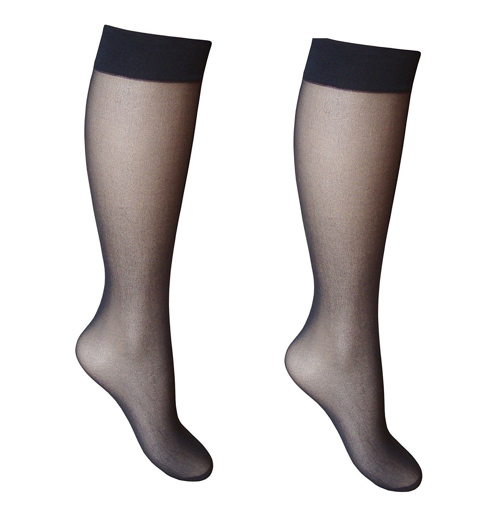 Mytoptrendz Women's Black -4 Pair Mytoptrendz® Knee Highs Sheer 15 Denier Pop Socks With Comfort Cuff Sheer Socks (Black -4 Pair)