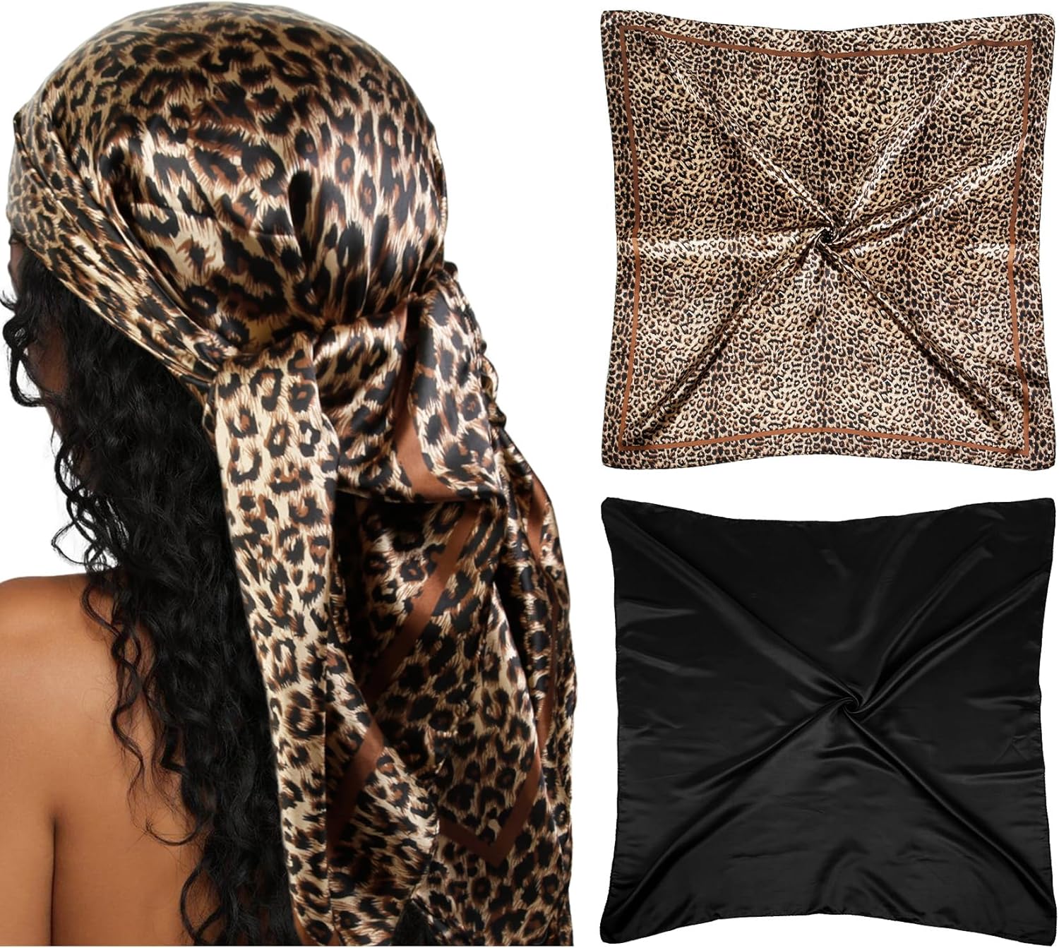 Head Scarf for Women Red Silk Bandana Pirate Costume Accessories, Pirate Head Scarf for Hair Wrapping and Sleeping 35 Inches