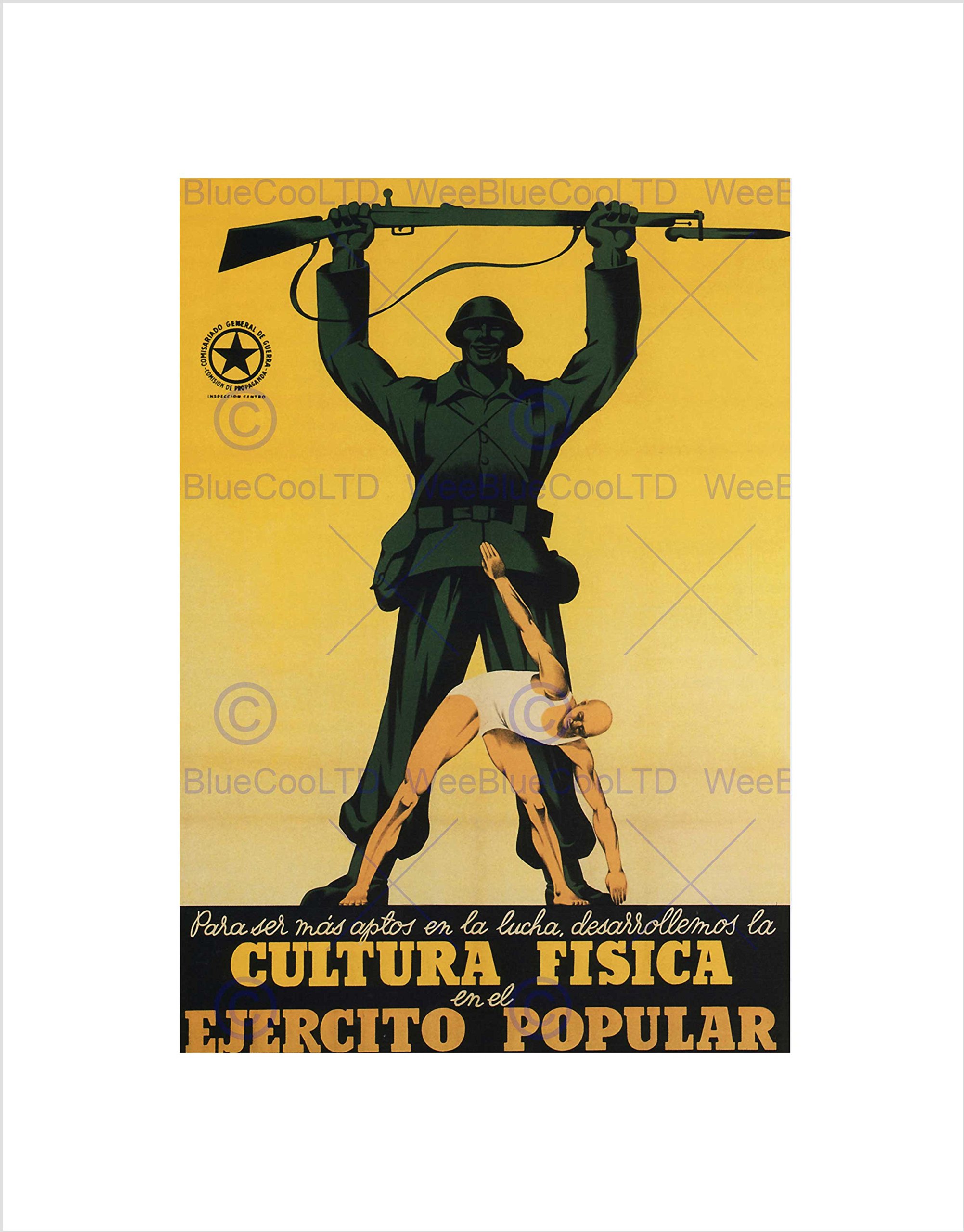 Wee Blue Coo War Spanish Civil Physical Republican Spain Vintage Ad Wall Art Print