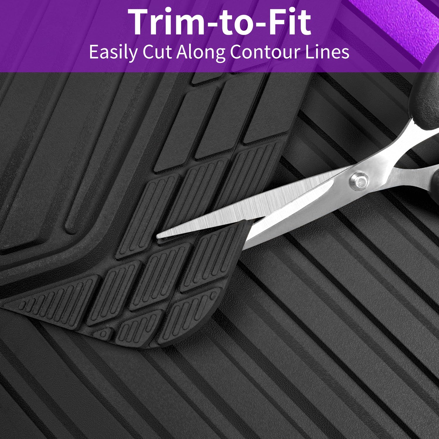 CAR PASS Heavy Duty Rubber Car Mats Metallic Aluminum Film All Weather Floor Mats Waterproof Universal Trim to — view 8