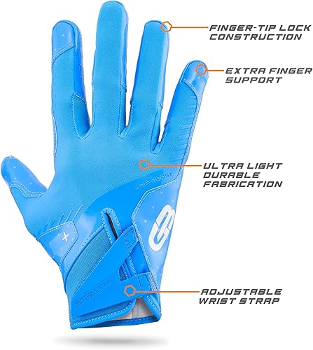 Vista 30 de Grip Boost Guantes de fútbol – Solid Stealth 6.0 Boost Plus Sticky Technology – Guantes de fútbol para adultos y jóvenes para receptor ancho – Negro