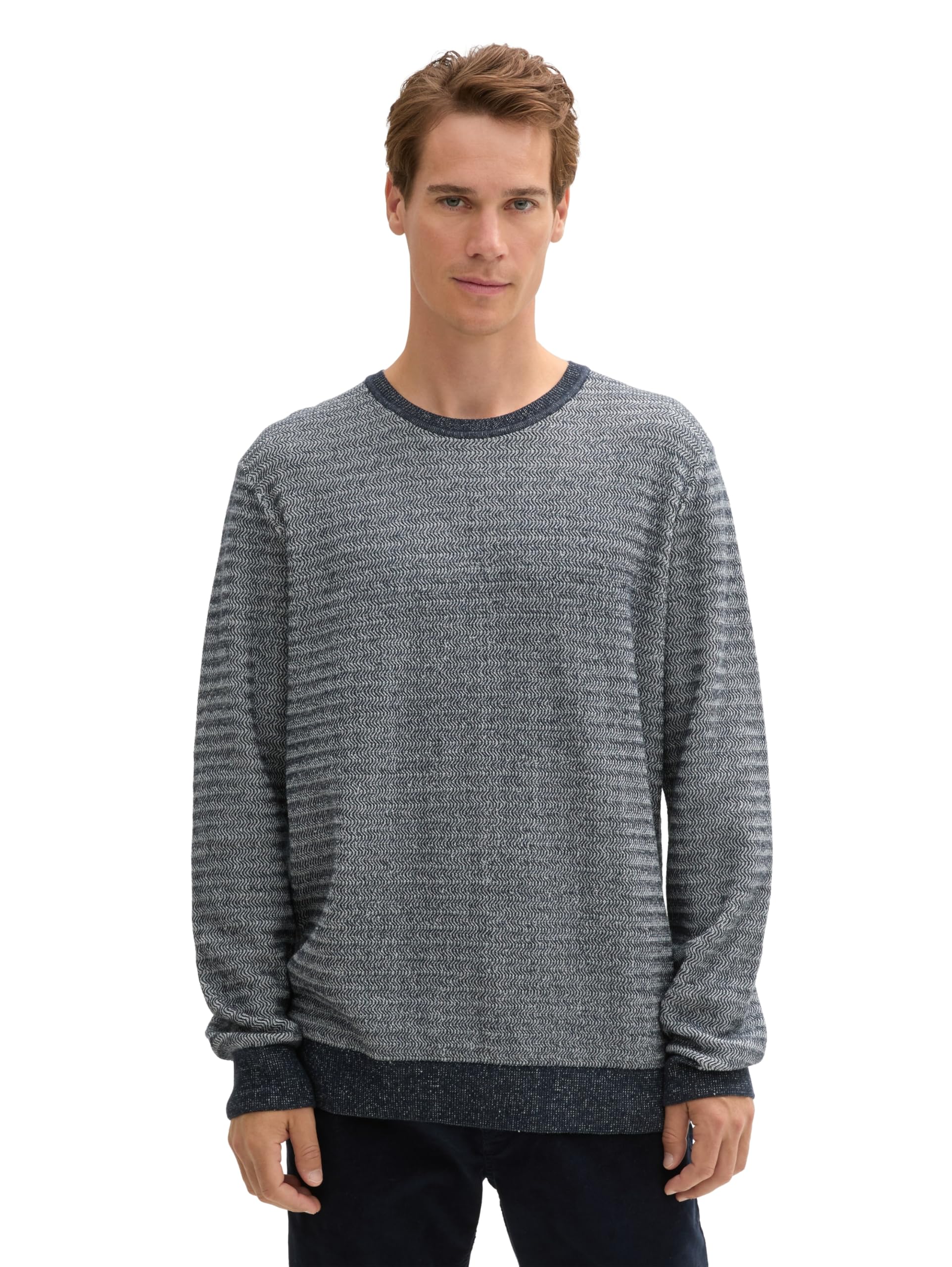 TOM TAILOR Men's Jumper, 36950 - Navy Offwhite Twotone, XL
