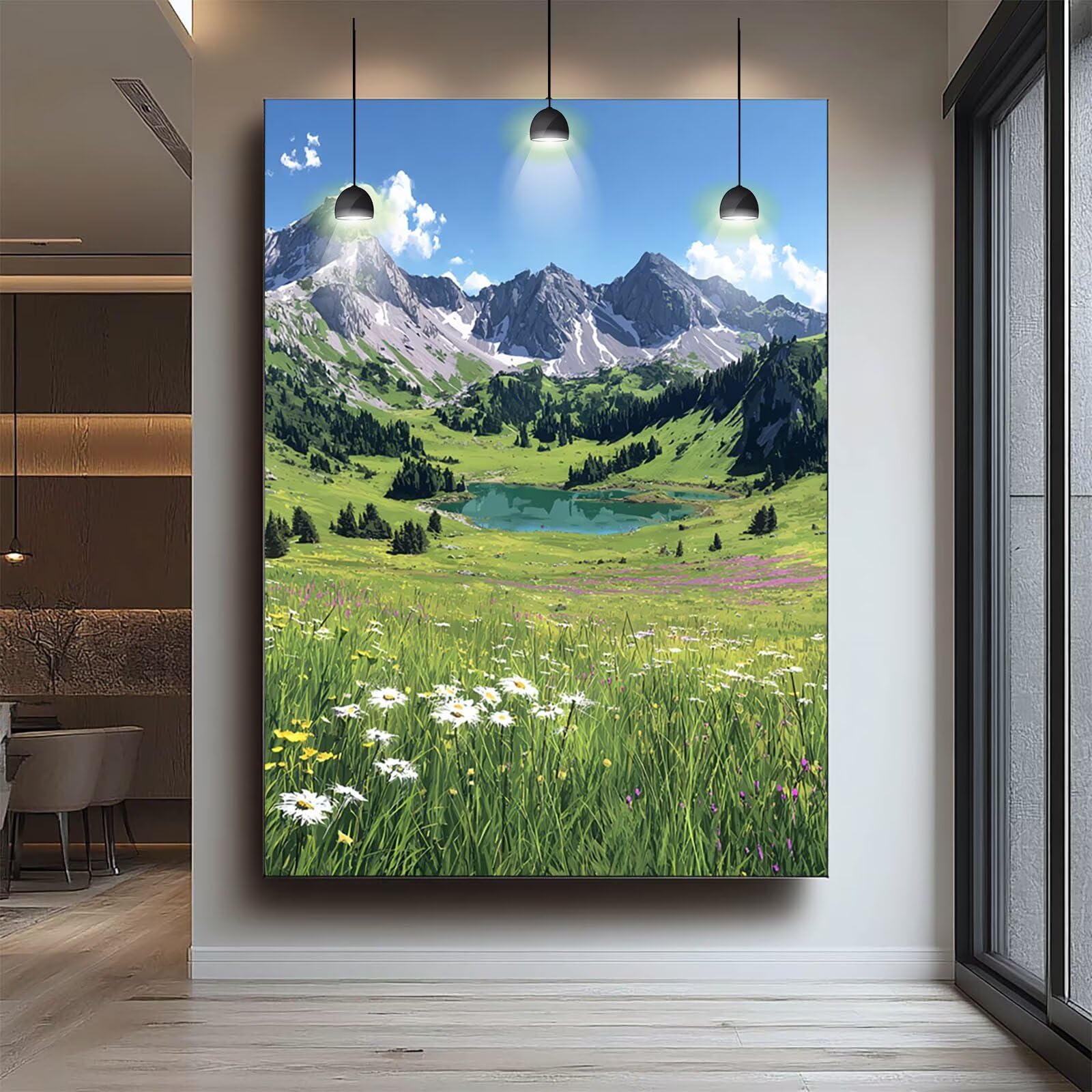Malarstwo Numery Dorosłych Krajobraz, Płótno Malarstwo Numery Dzieci Początkujący Góry, Płótno Pełny zestaw dla dorosłych 100x150 CM z pędzlami i akrylem, DIY Malowanie według numerów do dekoracji